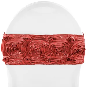 Rosette Spandex Chair Sash Band - Red