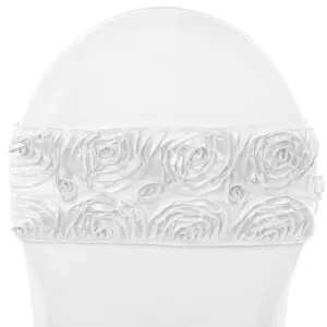 Rosette Spandex Chair Sash Band - White