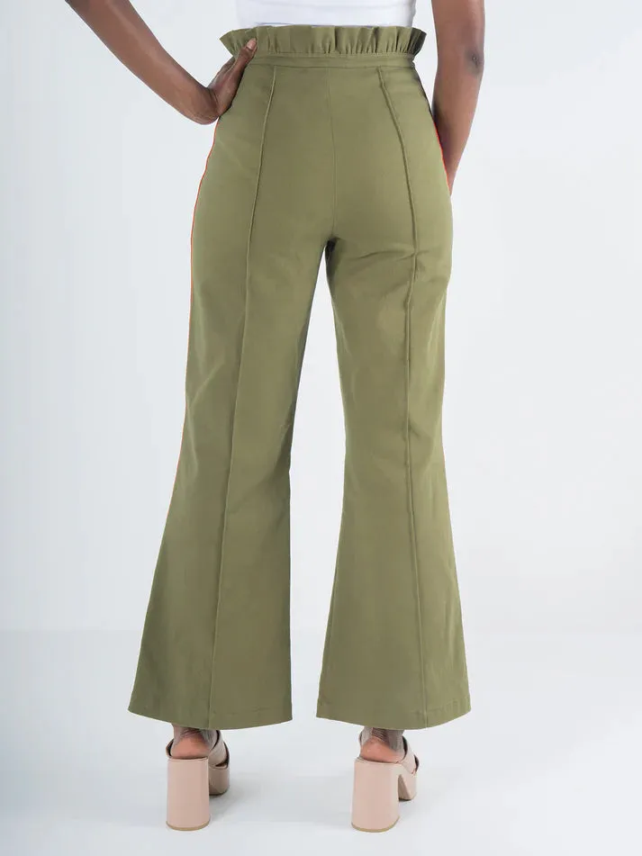 Ruffle Flare Pant | Army