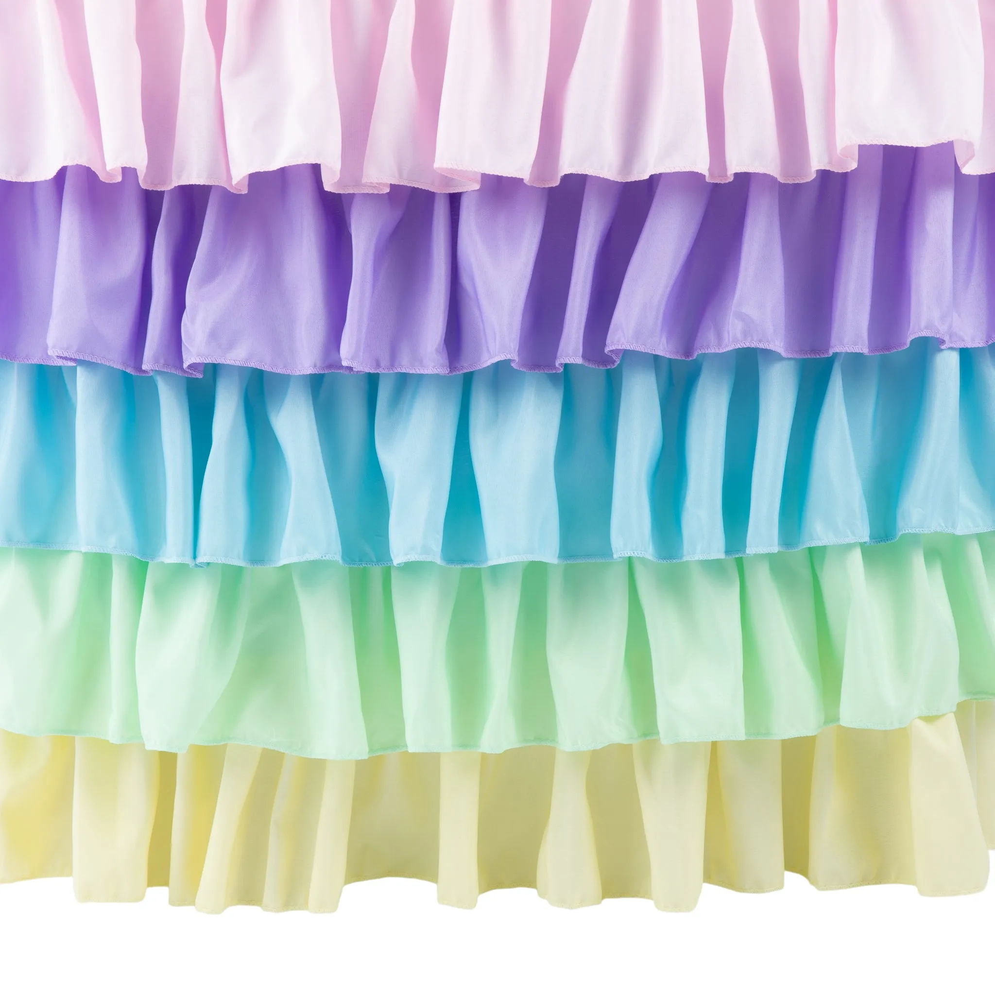 Ruffled 5 Tier Pastel Rainbow Table Skirt 17ft Polyester