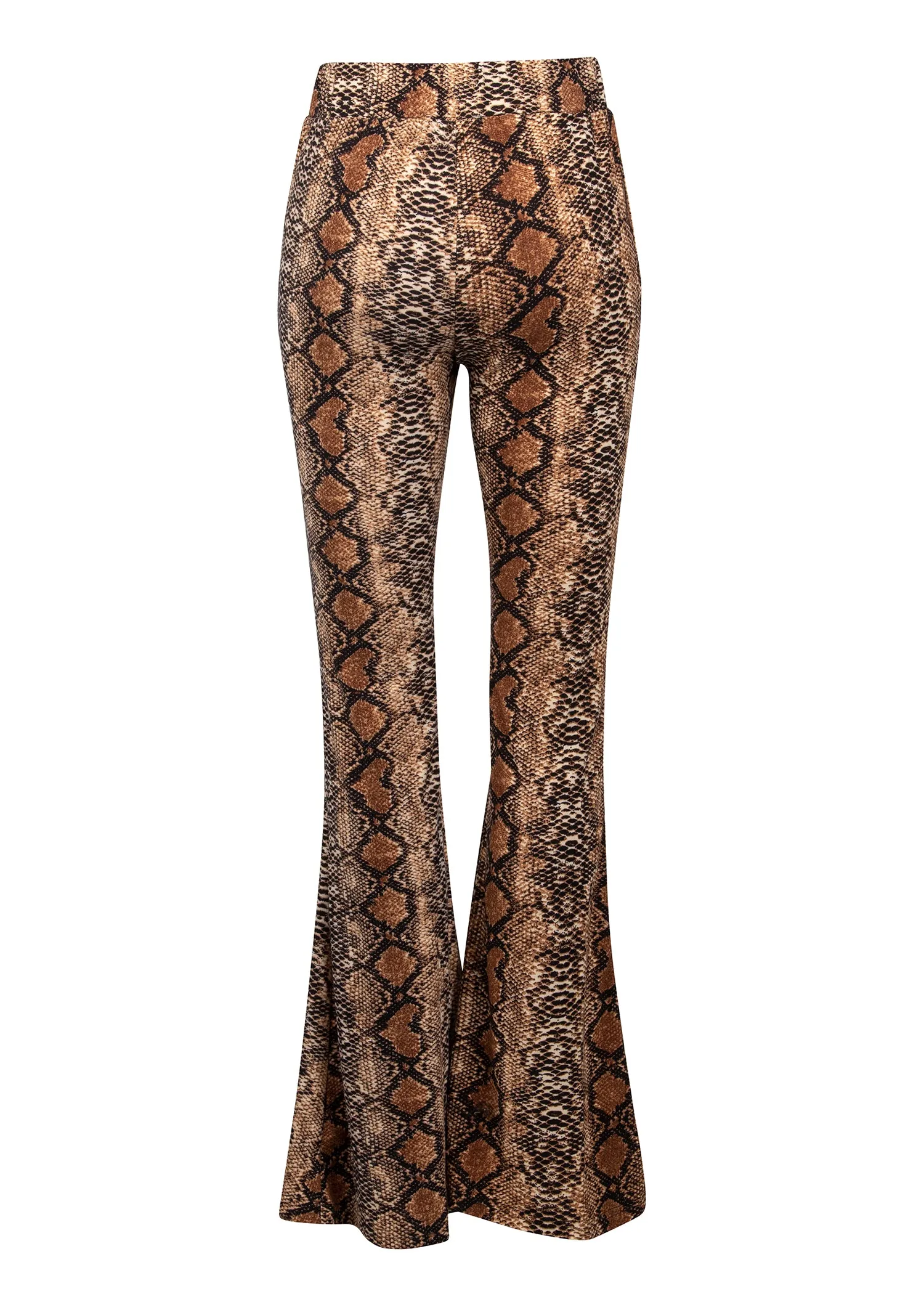 Serpentine Snakeskin Animal Print Flared Bell Bottom Pants