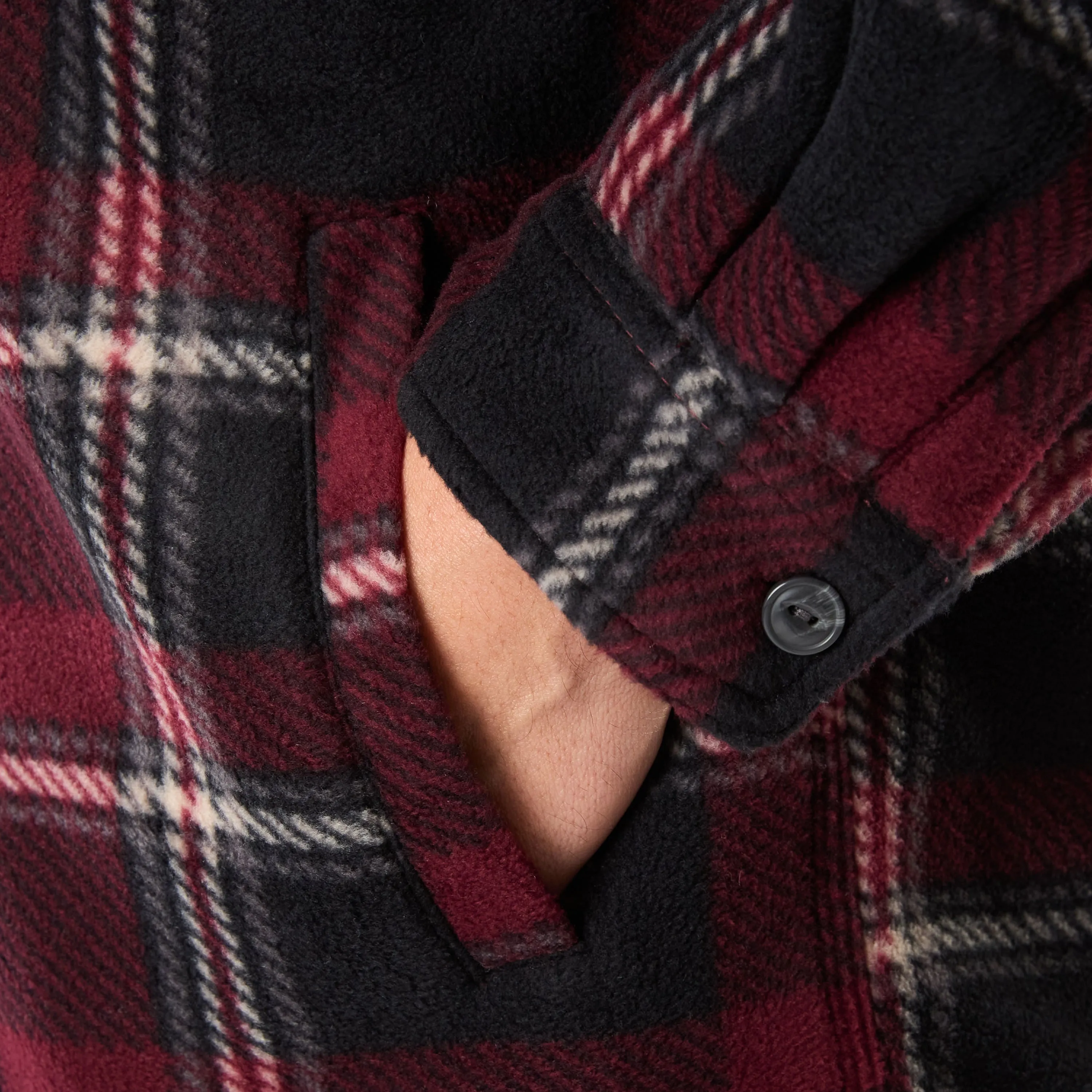 SHERPA-LINED MICROFLEECE SHIRT JACKET