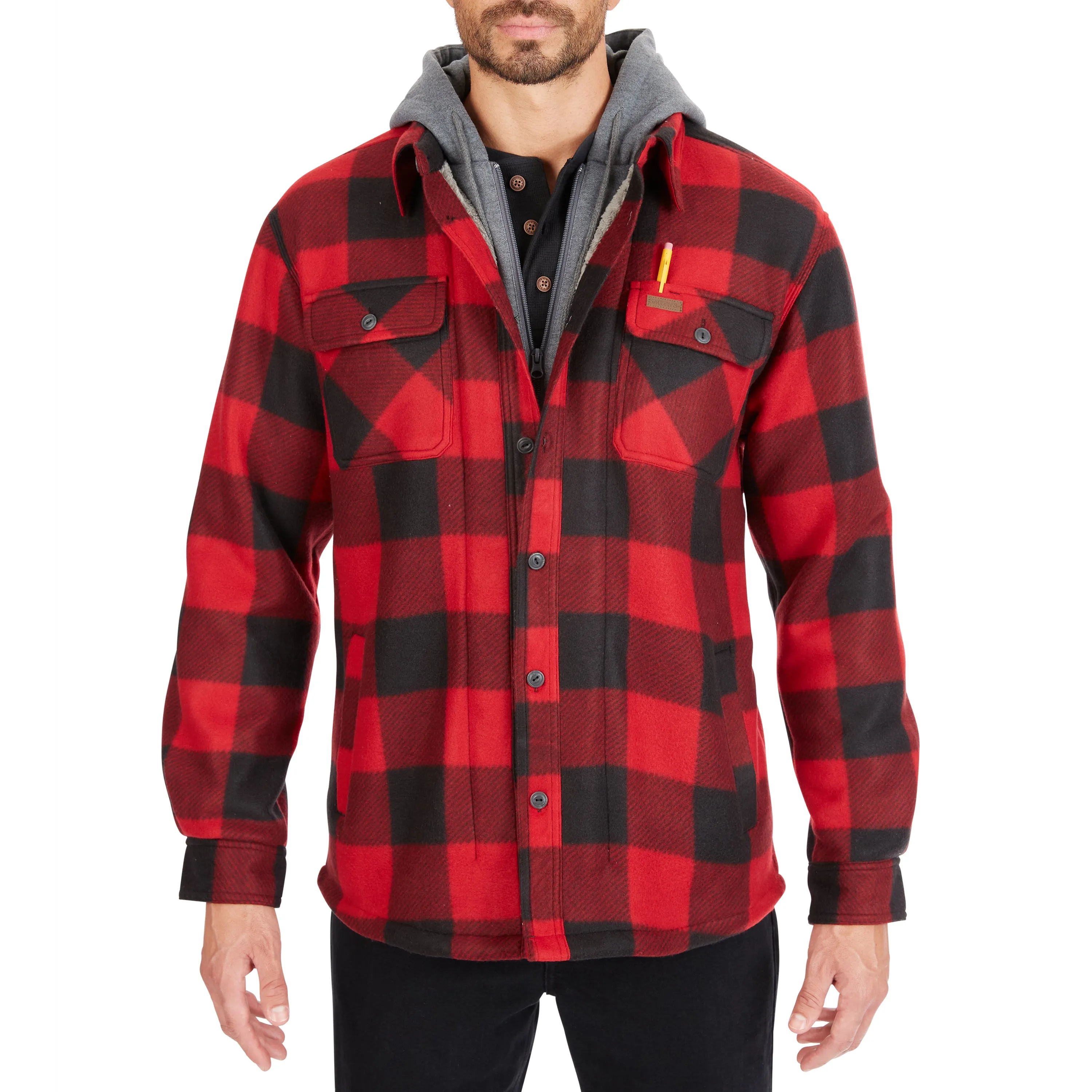 SHERPA-LINED MICROFLEECE SHIRT JACKET