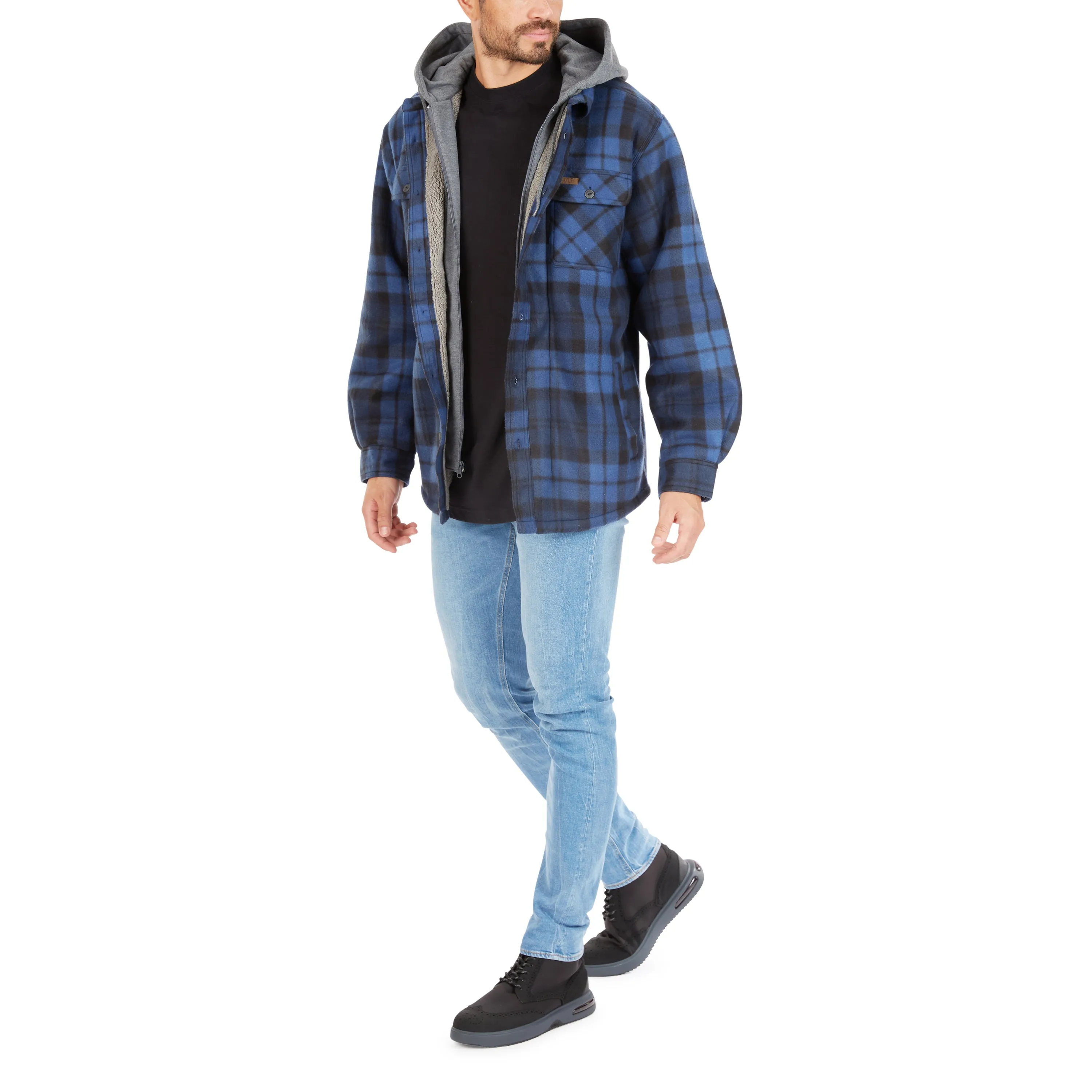 SHERPA-LINED MICROFLEECE SHIRT JACKET