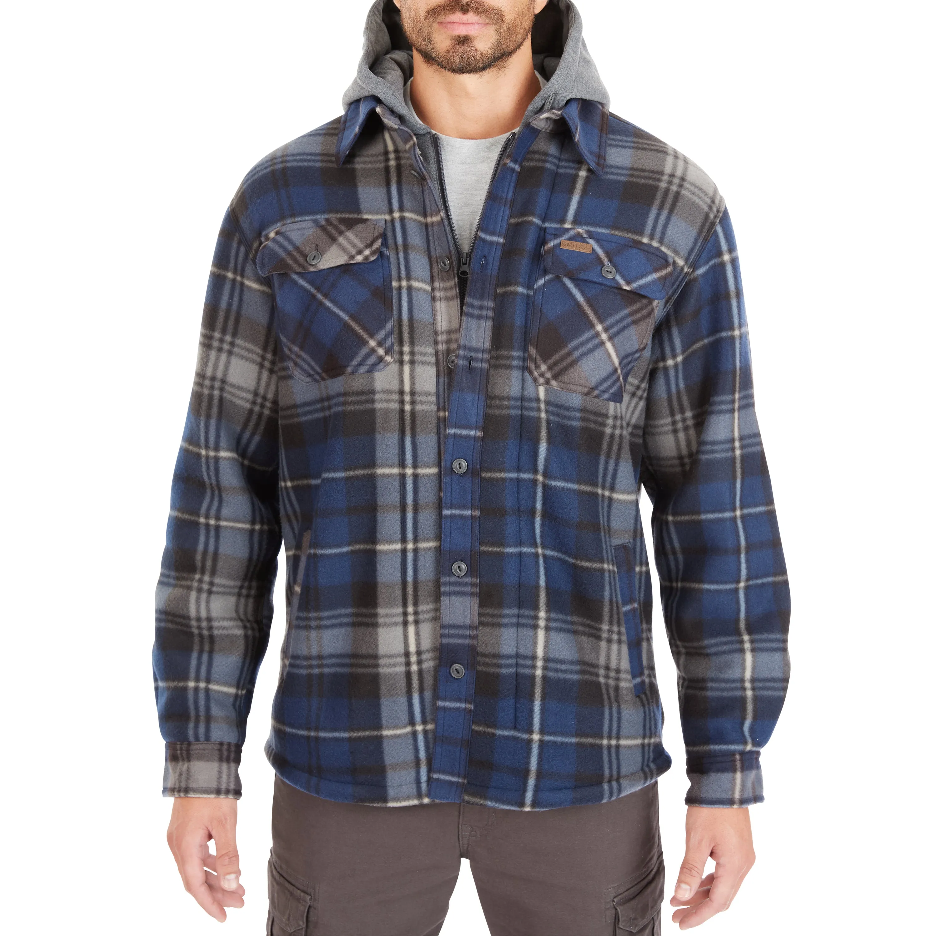 SHERPA-LINED MICROFLEECE SHIRT JACKET