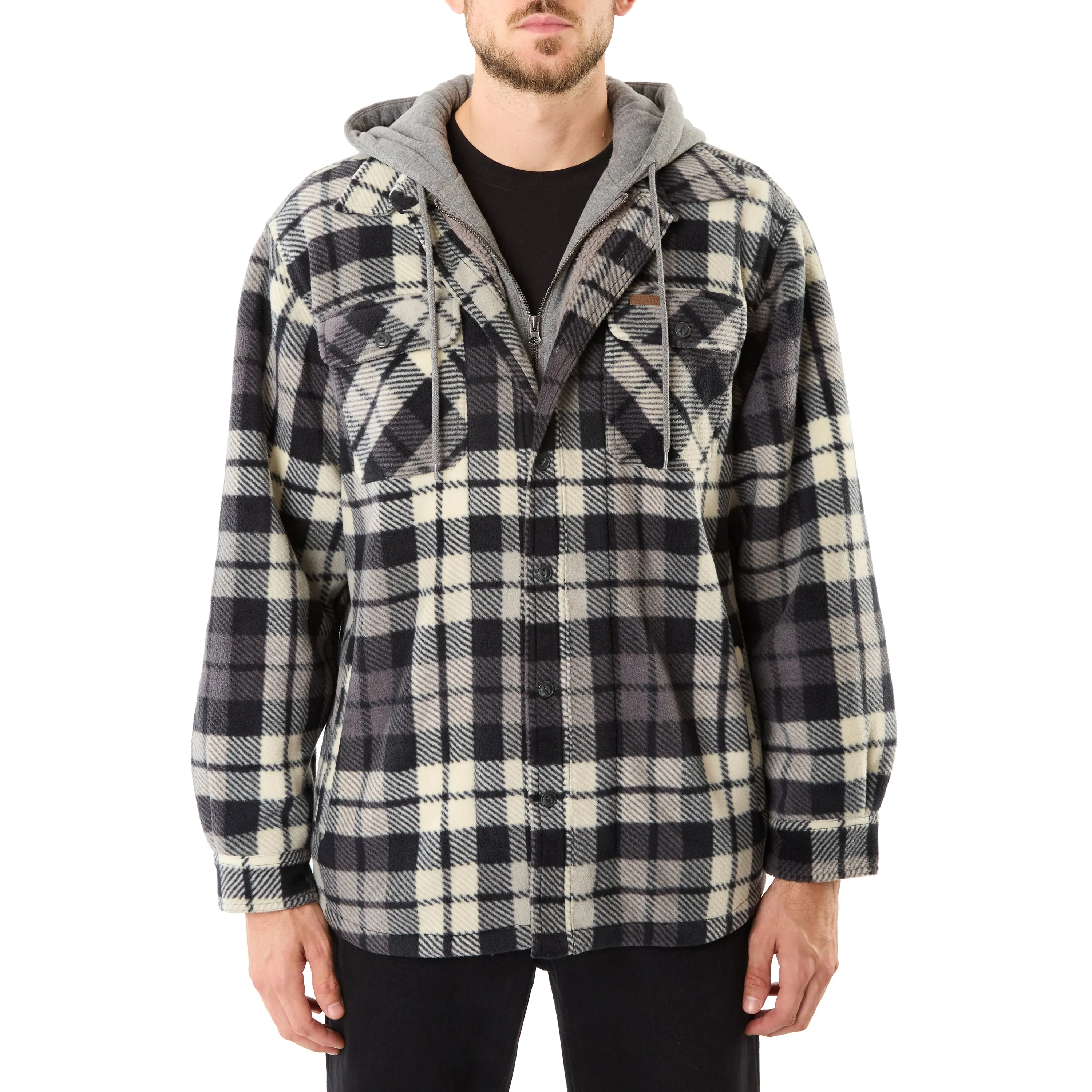 SHERPA-LINED MICROFLEECE SHIRT JACKET