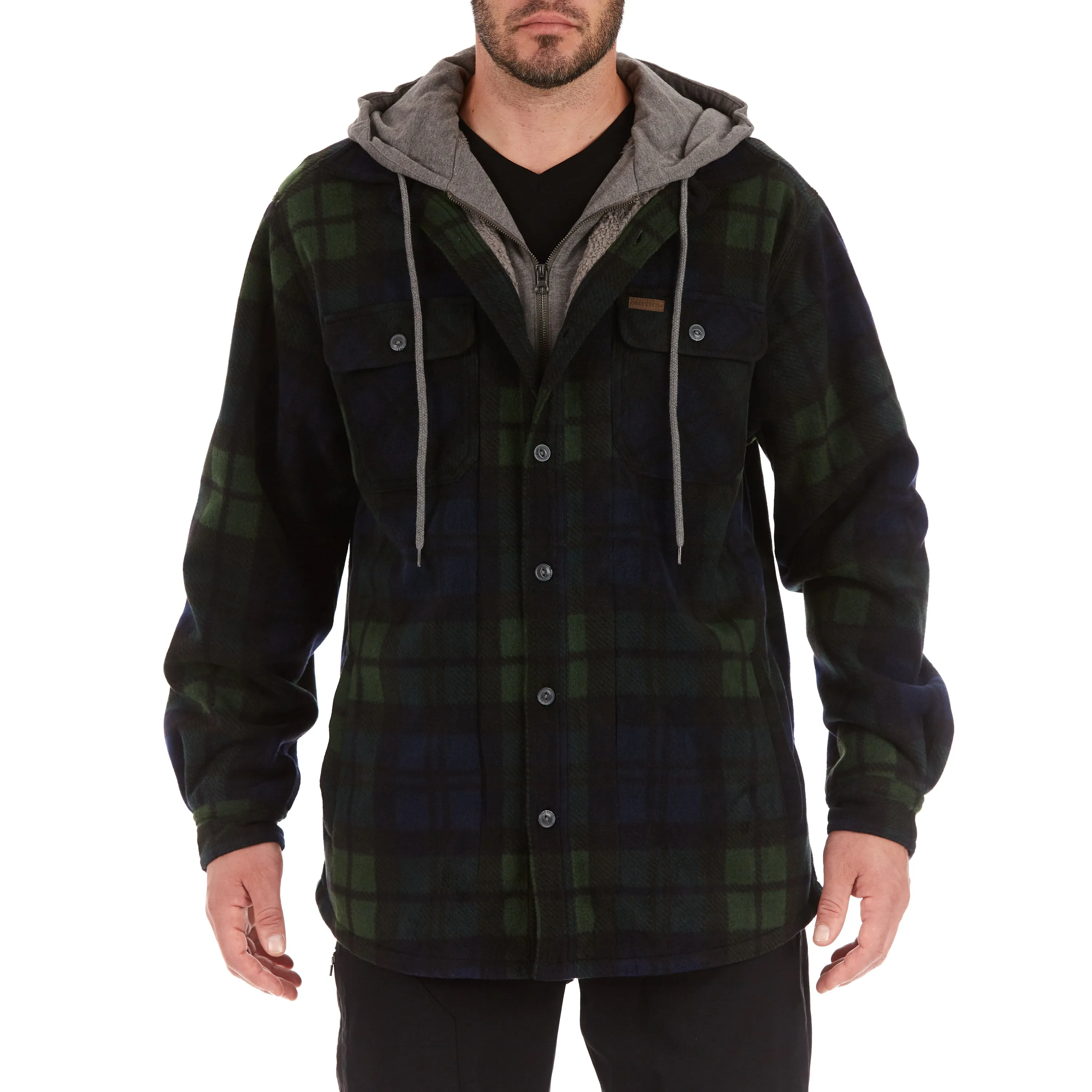 SHERPA-LINED MICROFLEECE SHIRT JACKET