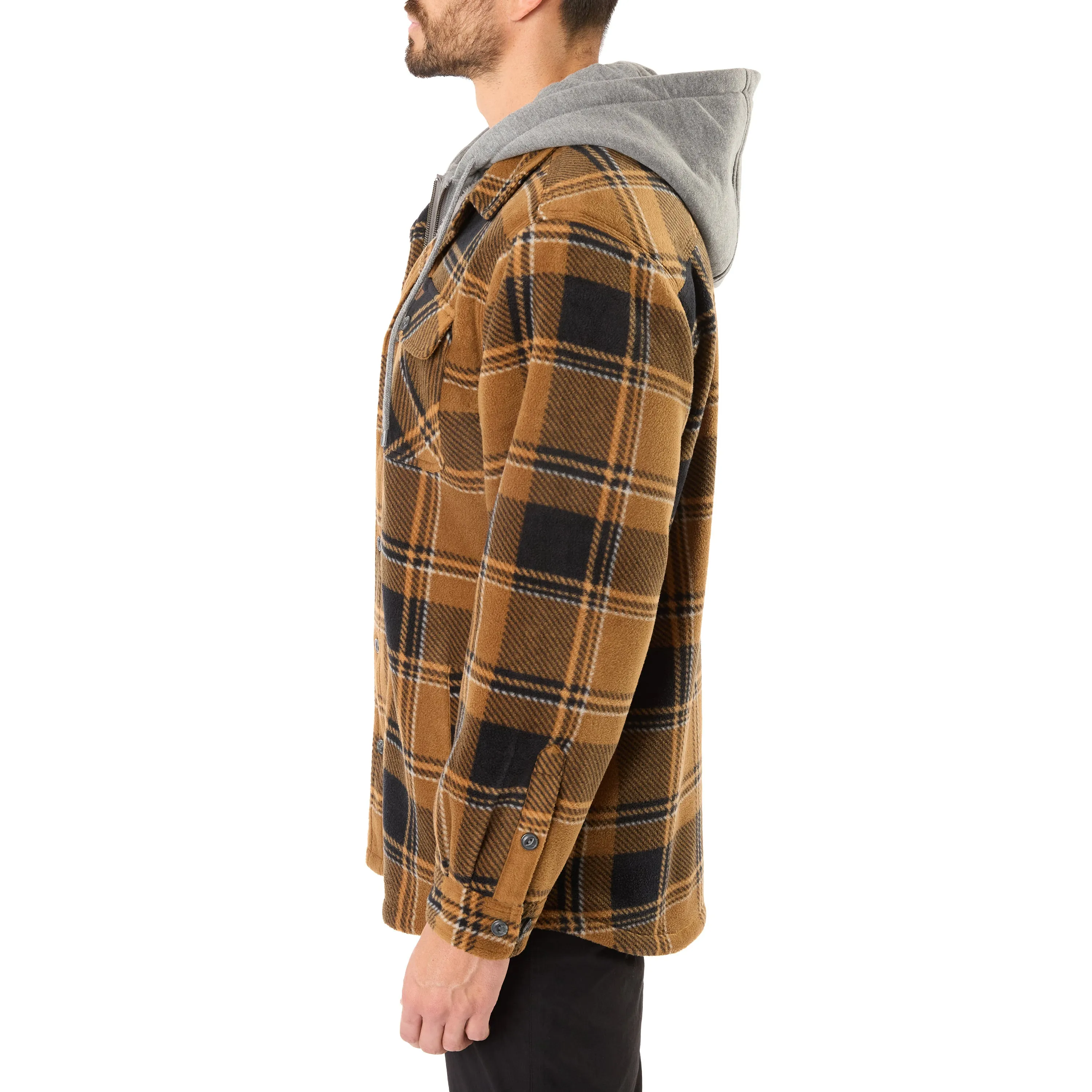 SHERPA-LINED MICROFLEECE SHIRT JACKET