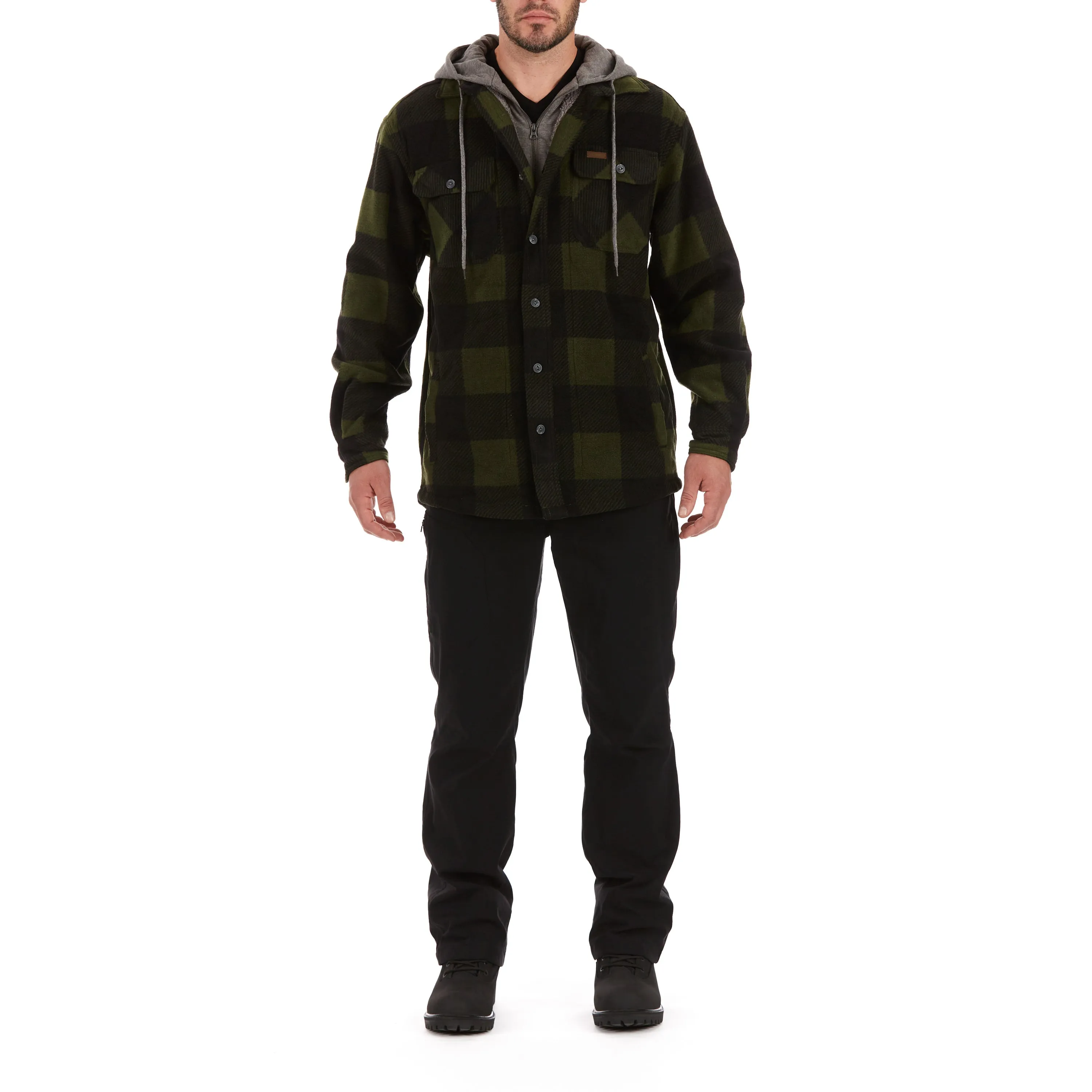 SHERPA-LINED MICROFLEECE SHIRT JACKET