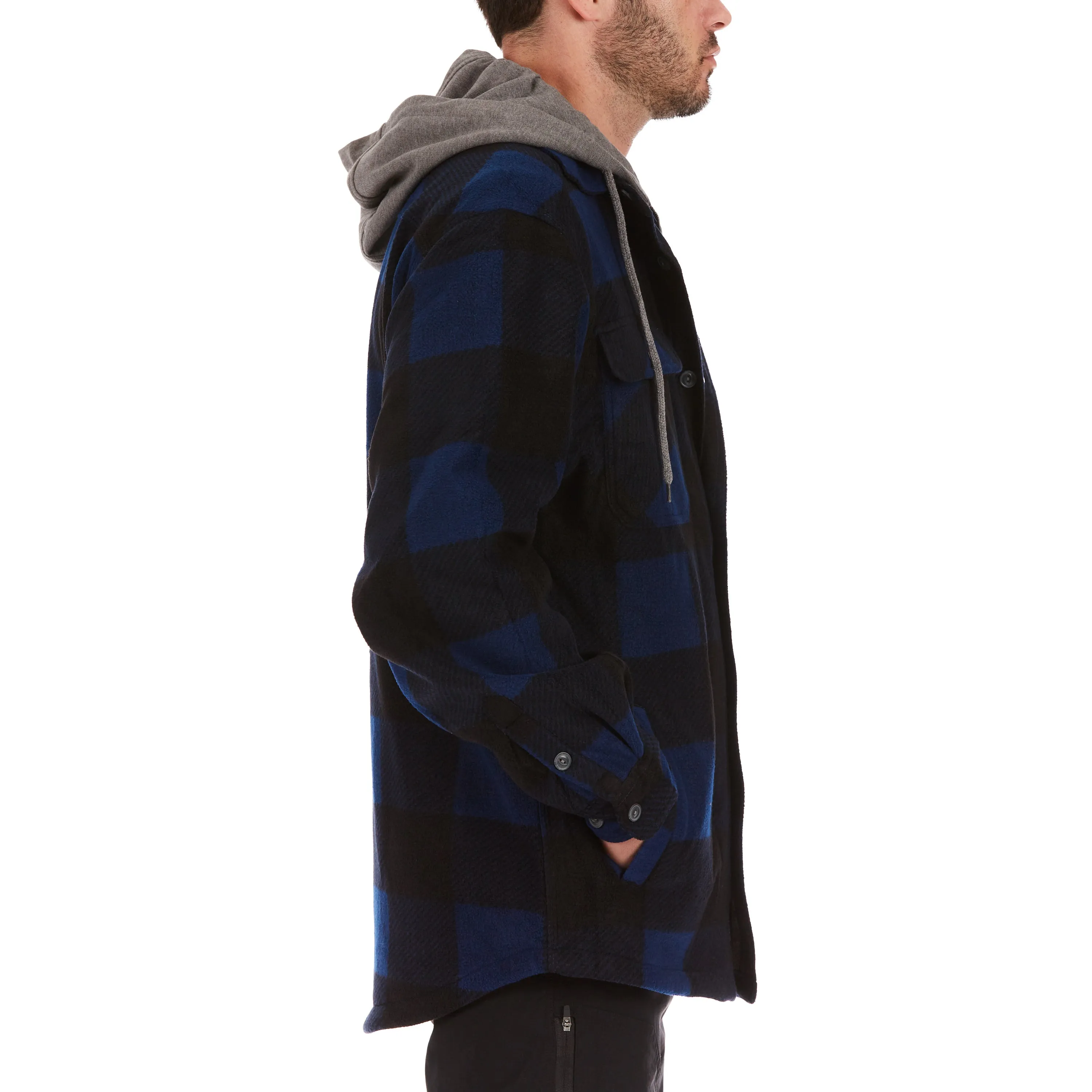 SHERPA-LINED MICROFLEECE SHIRT JACKET