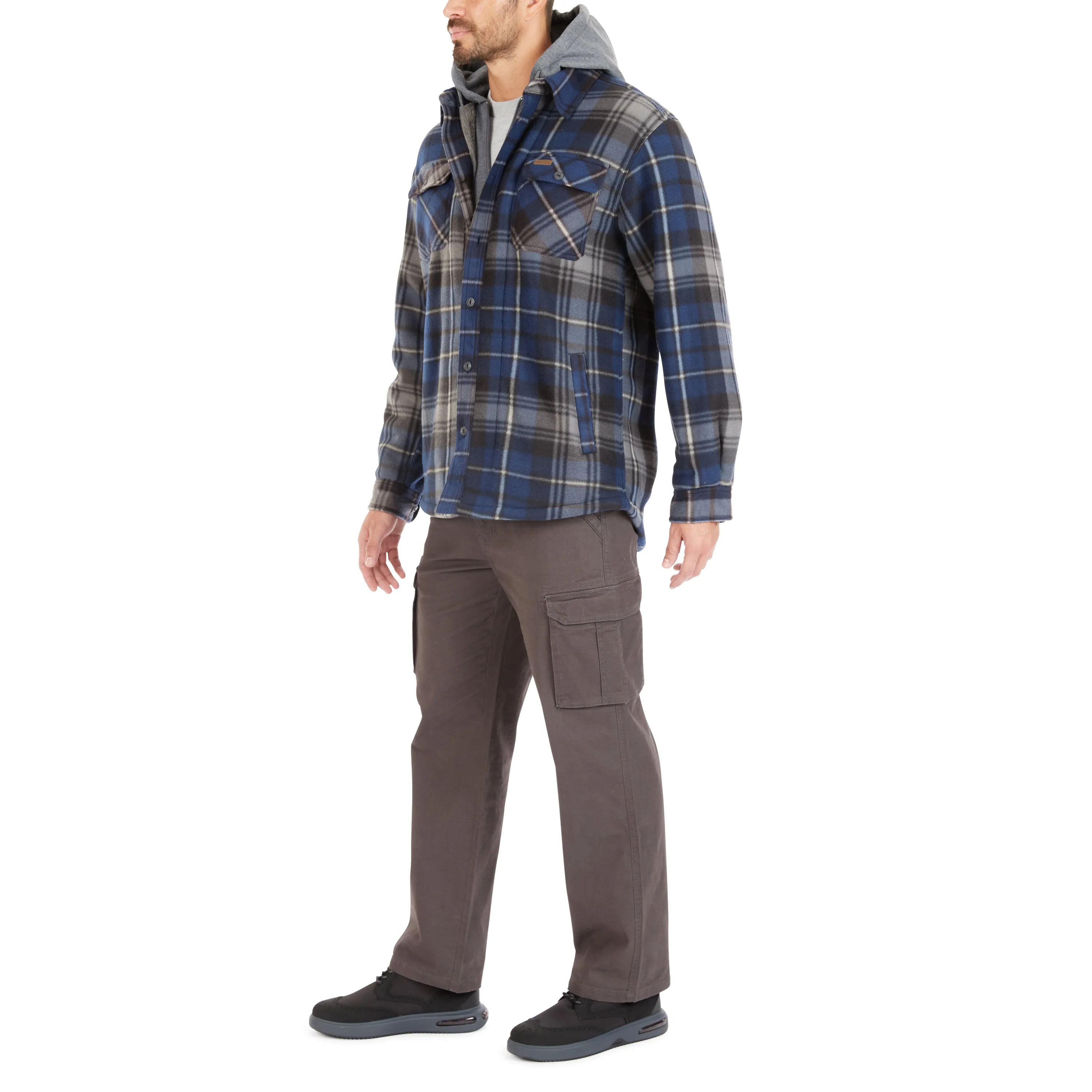 SHERPA-LINED MICROFLEECE SHIRT JACKET