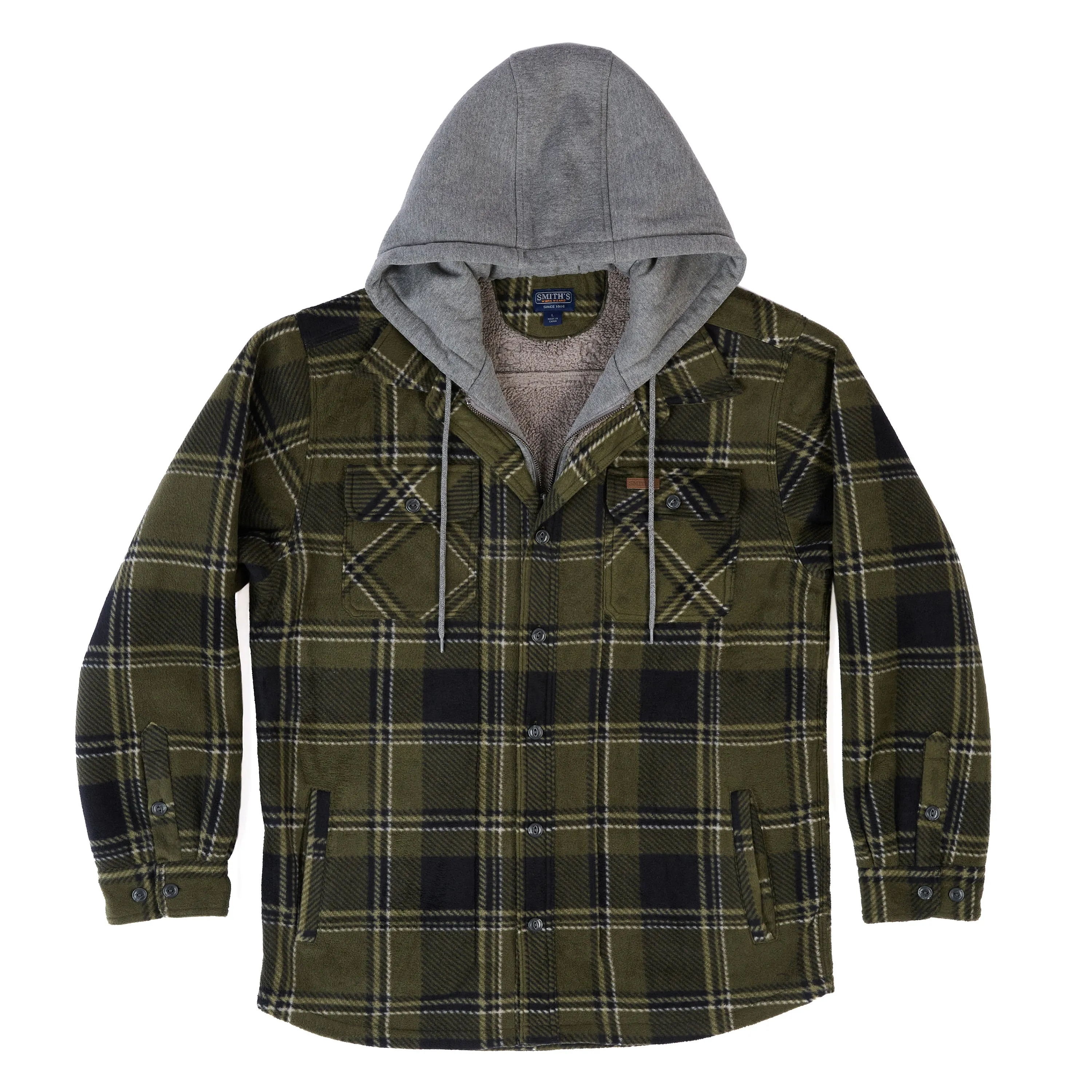 SHERPA-LINED MICROFLEECE SHIRT JACKET