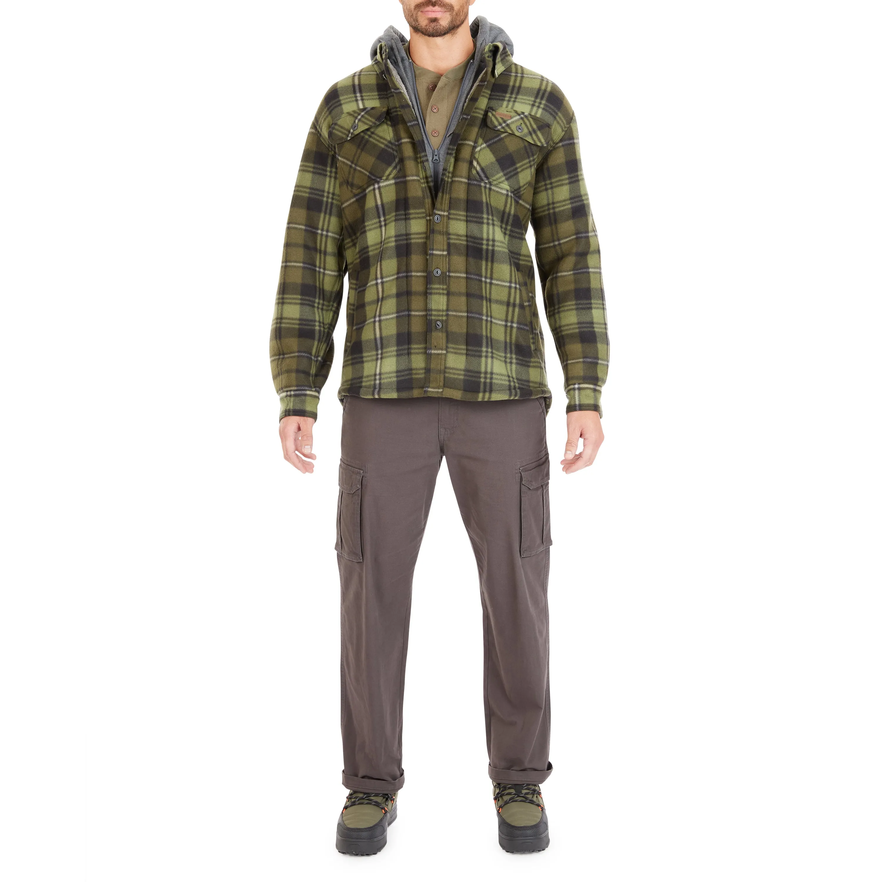 SHERPA-LINED MICROFLEECE SHIRT JACKET