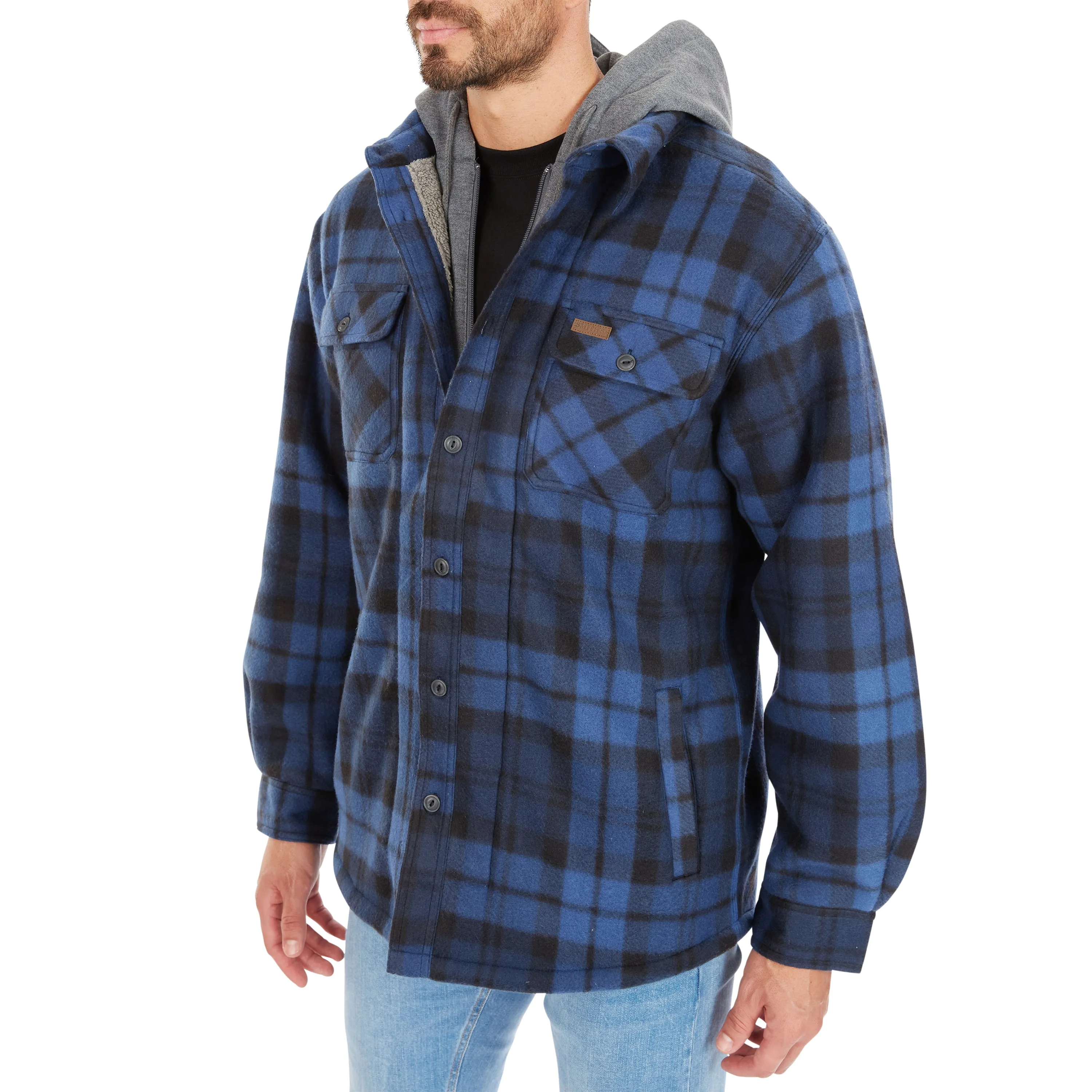 SHERPA-LINED MICROFLEECE SHIRT JACKET