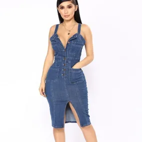 She's Here Blue Jean Dress - Culture Heaven Special