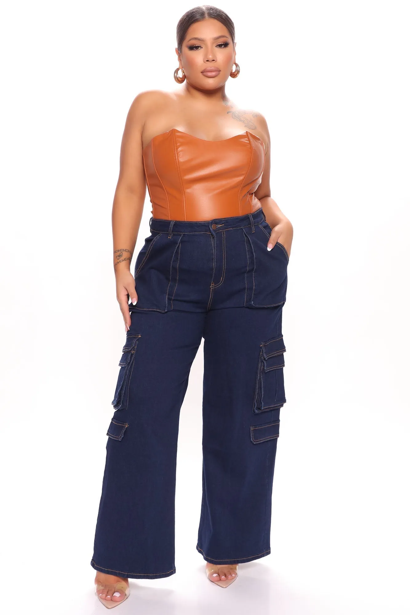 Sitting Pretty Cargo Jeans - Dark Denim