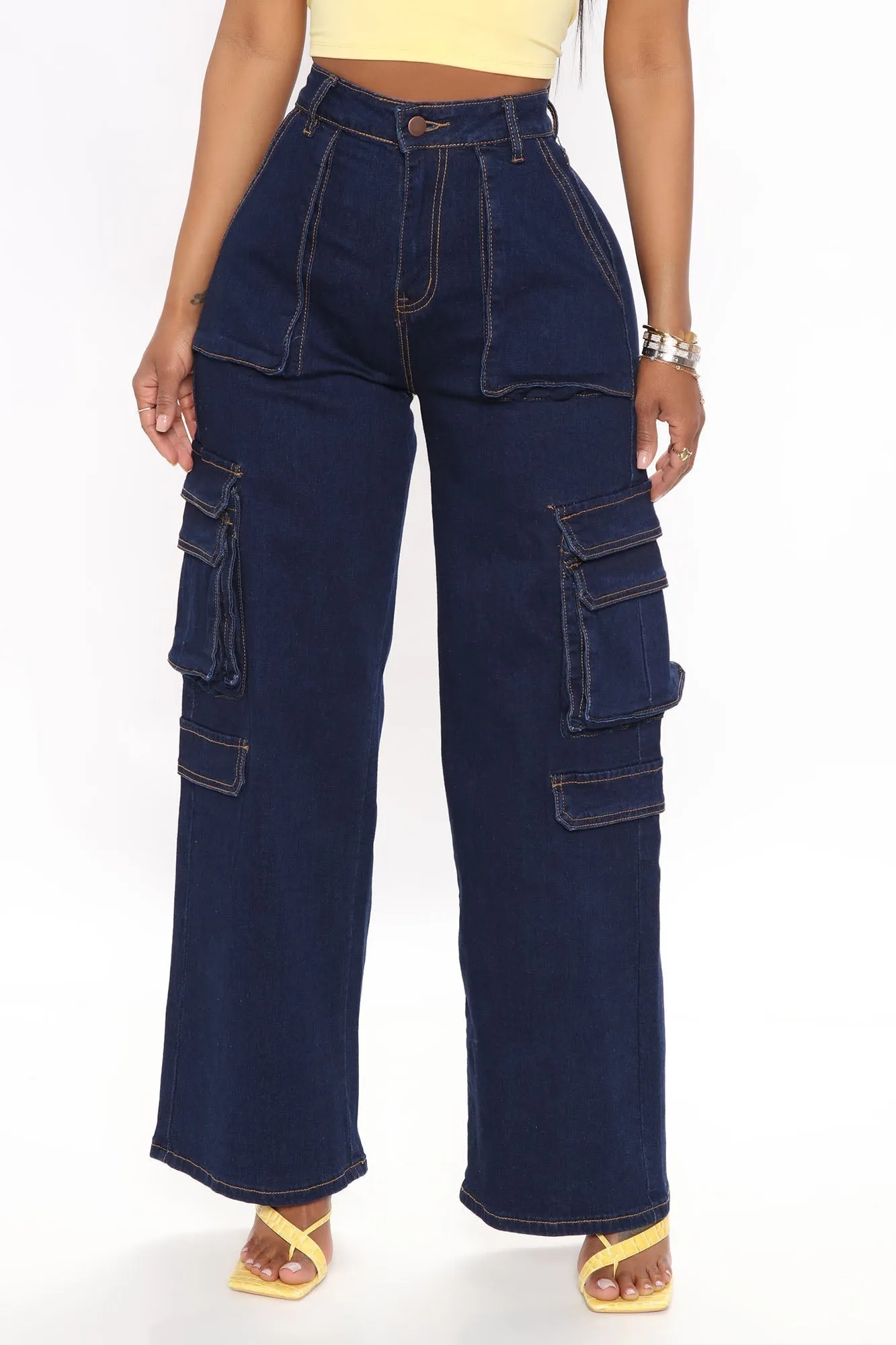 Sitting Pretty Cargo Jeans - Dark Denim