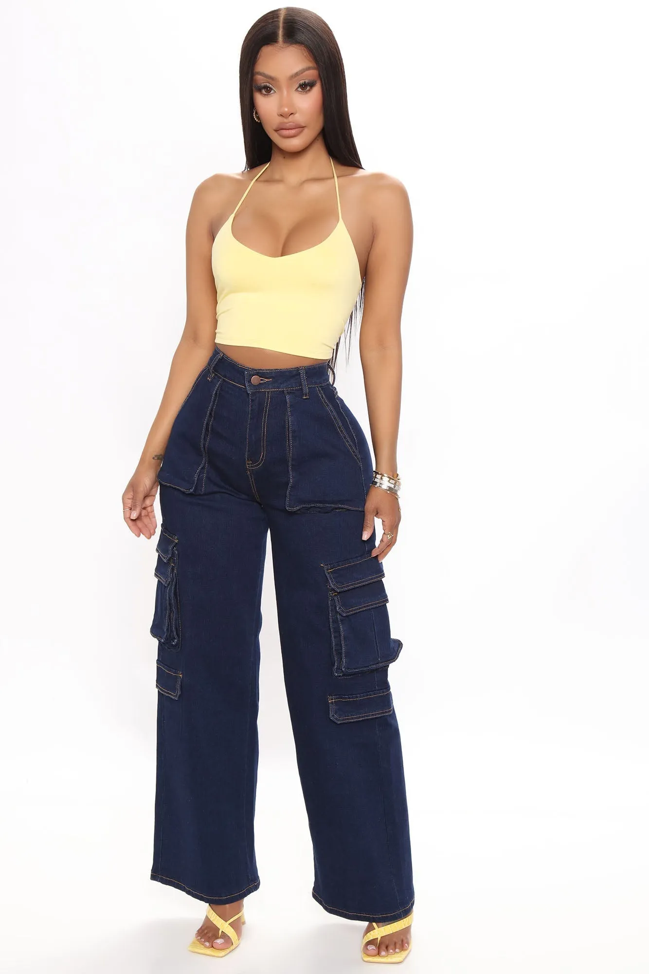 Sitting Pretty Cargo Jeans - Dark Denim