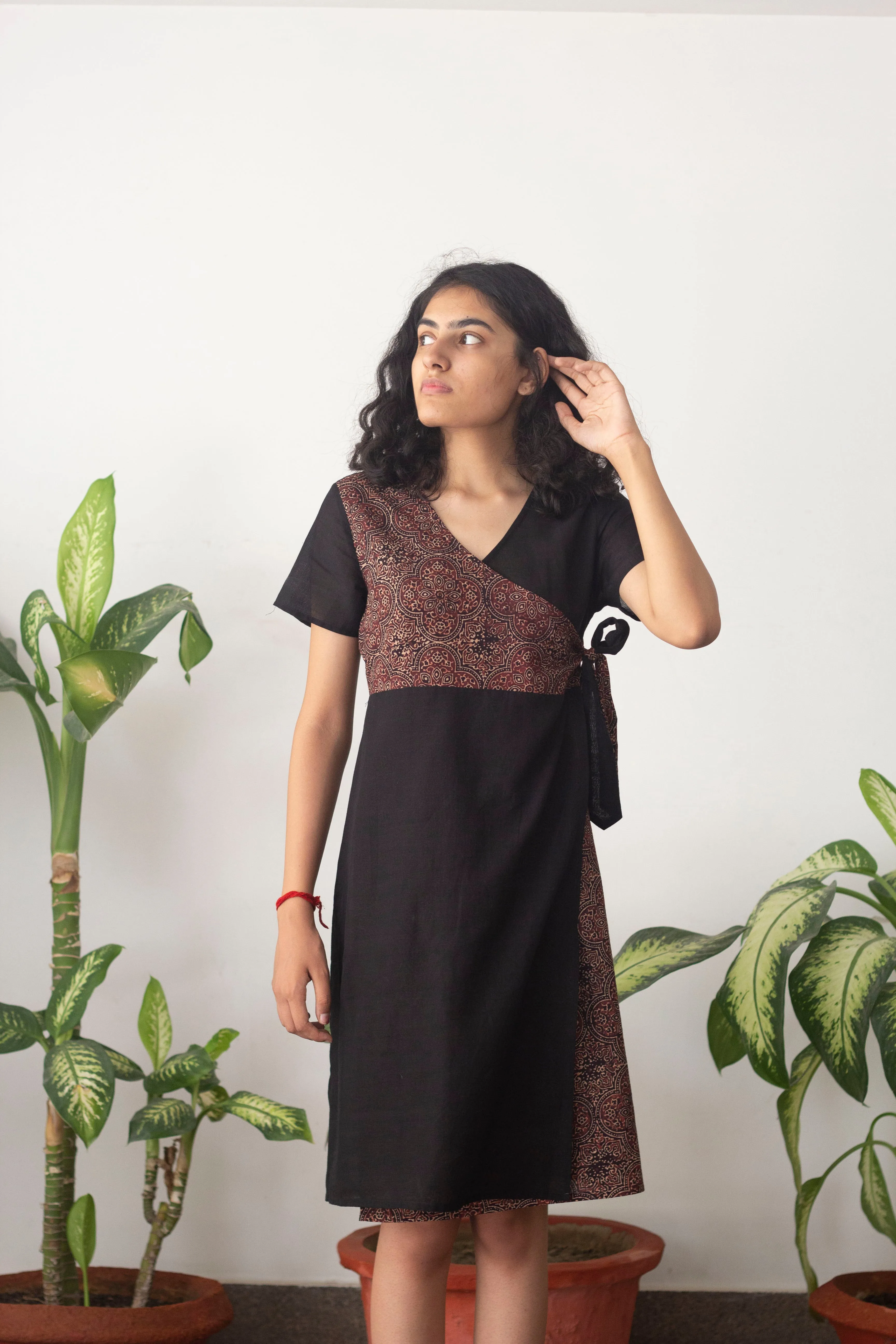 Siyahi Ajrakh Wrap Dress