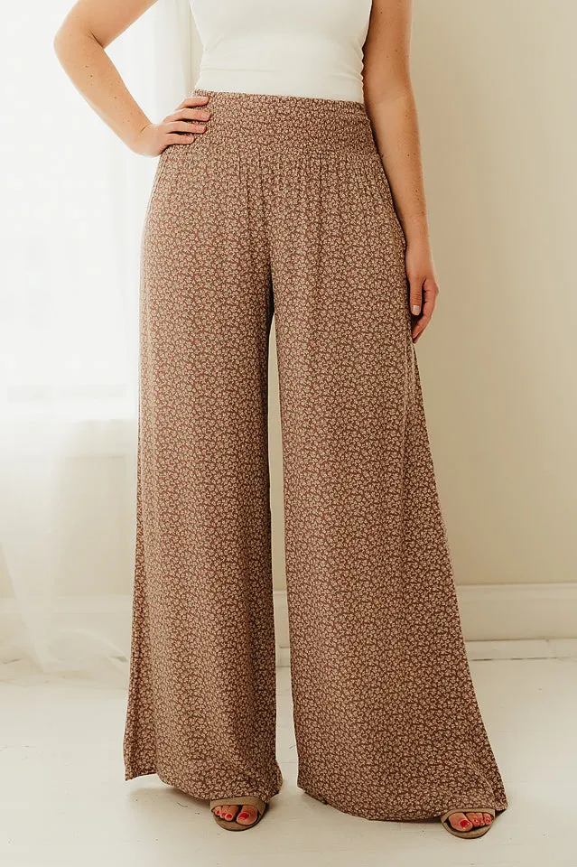 Smocked Waist Palazzo Pants