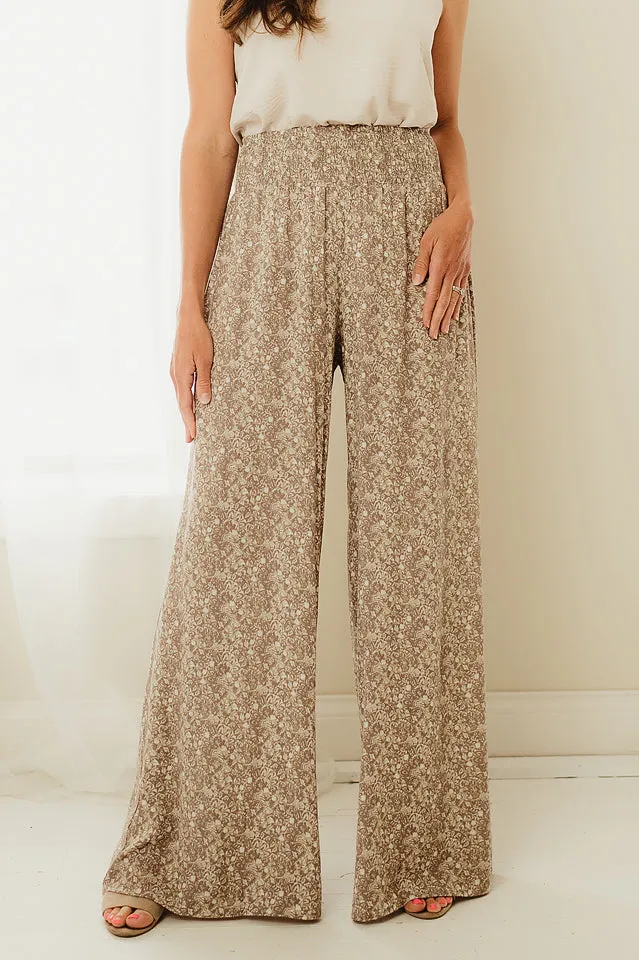 Smocked Waist Palazzo Pants