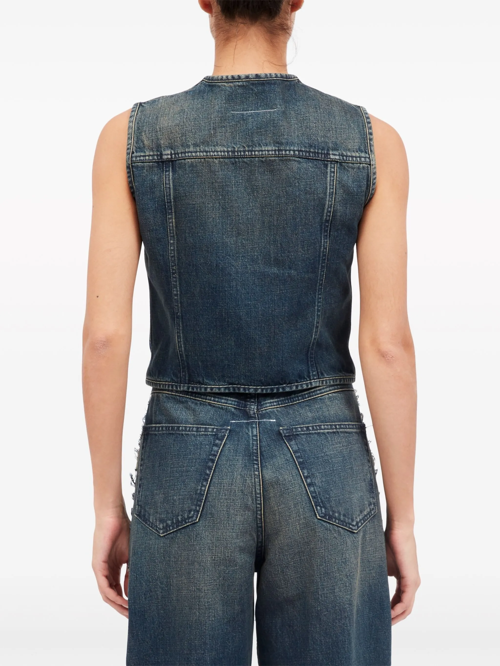 STONEWASHED CHEST POCKETS DENIM GILET