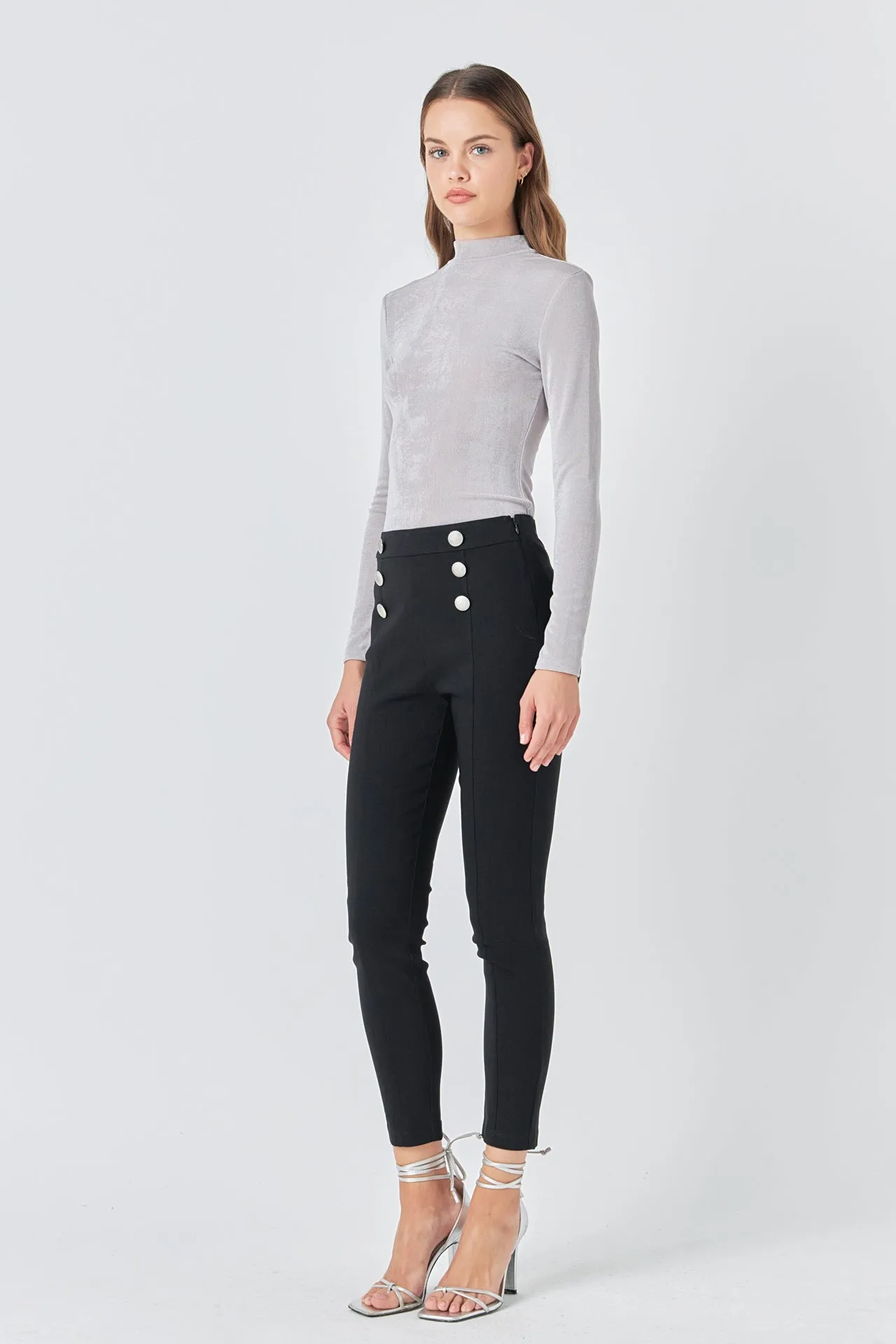 Stretch Skinny Buttoned Pants