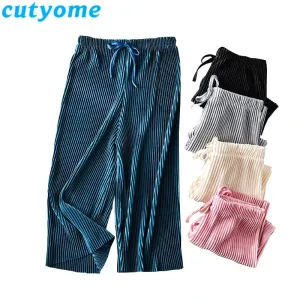 Summer Girl Wide Leg Pant Toddler Kids Casual Loose Trouser Child Pleated Chiffon Pants Teenage Girls Clothing Leggings 12 13 14