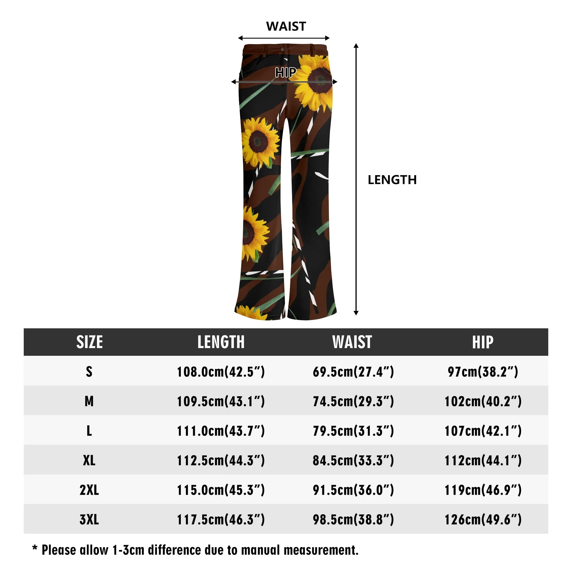 Sunflower Wild Womens Print Elegant Flare Pants