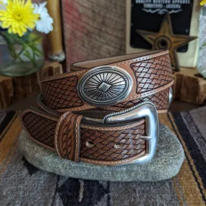 Tan Concho Belt the “Hesper” by Tony Lama    C42834