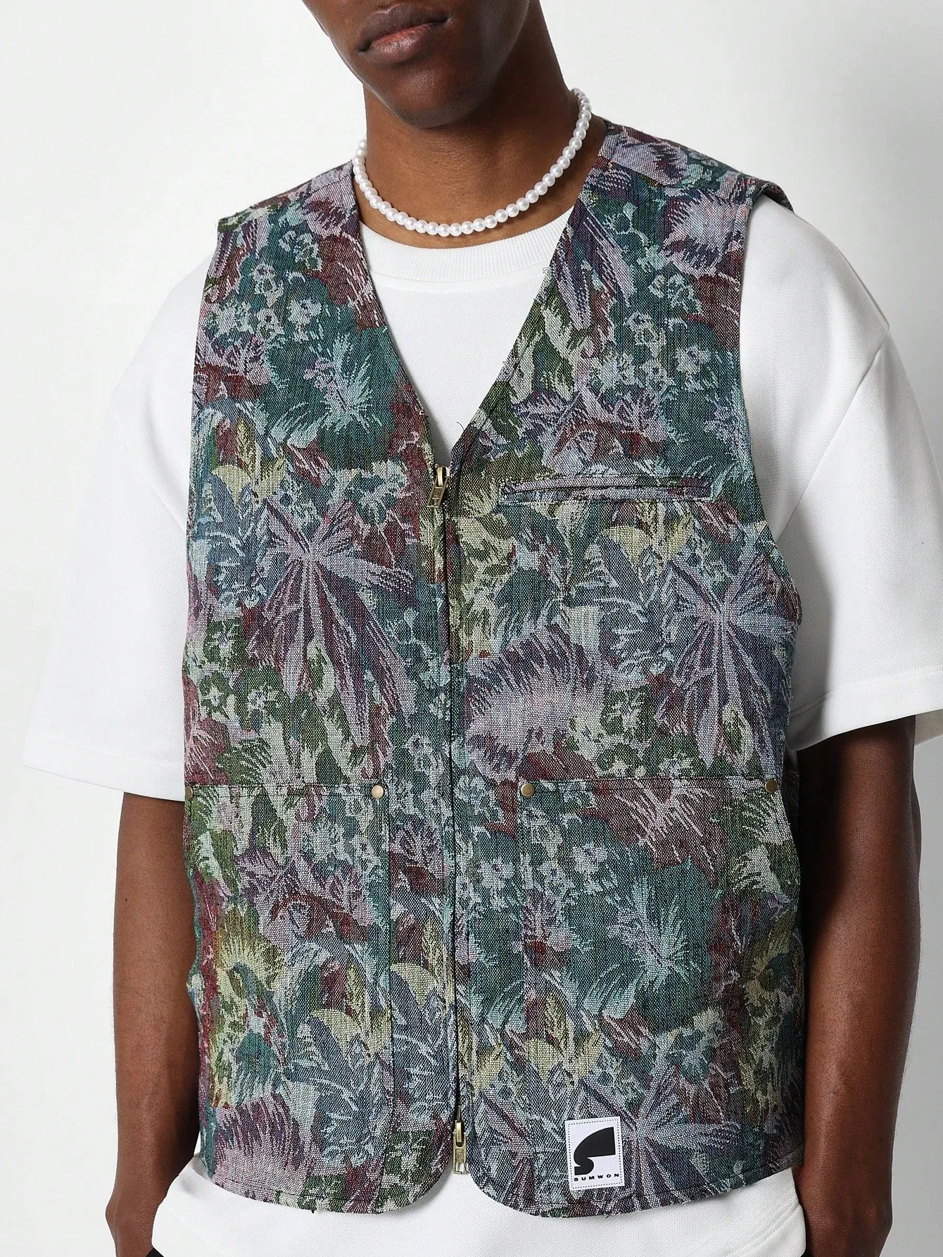 Tapestry Gilet With Back Embroidery