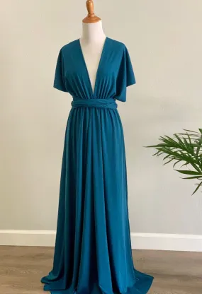 Teal Blue Infinity Dress/ Wrap Convertible Bridesmaid Dress-S159