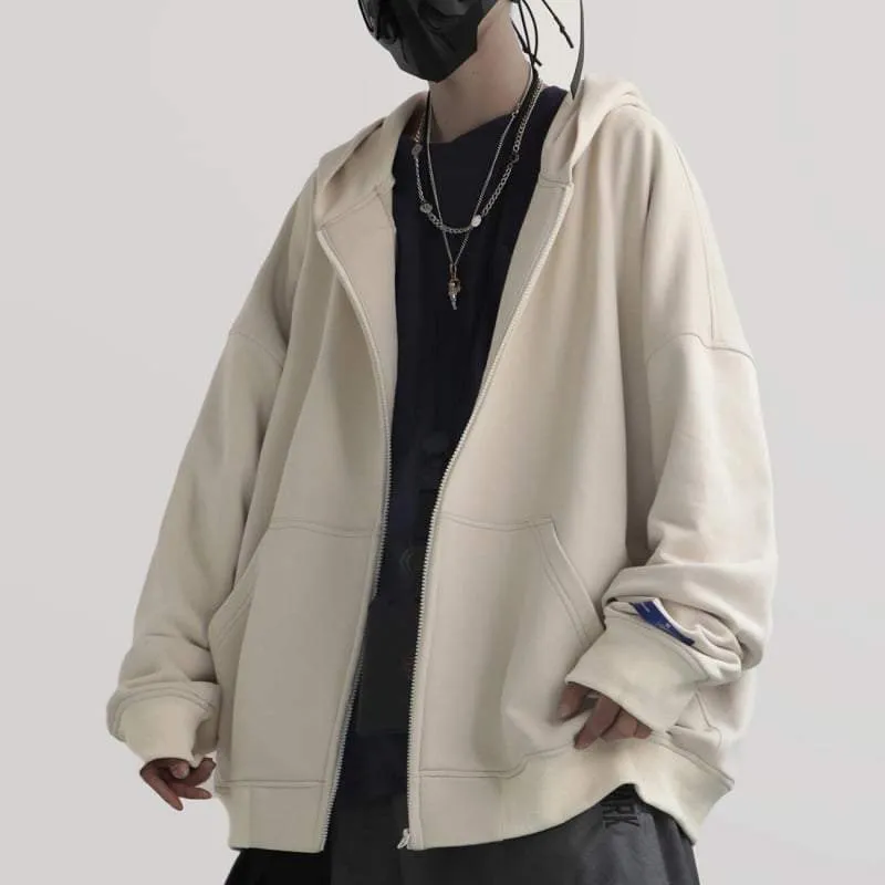 Techwear Oversized Grey zip-up Hoodie