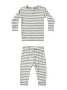 The Waffle Top   Pant SET by Quincy Mae - Sky Stripe - BABY