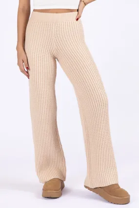 This Is Why Tan Thermal Waffle Knit Pants