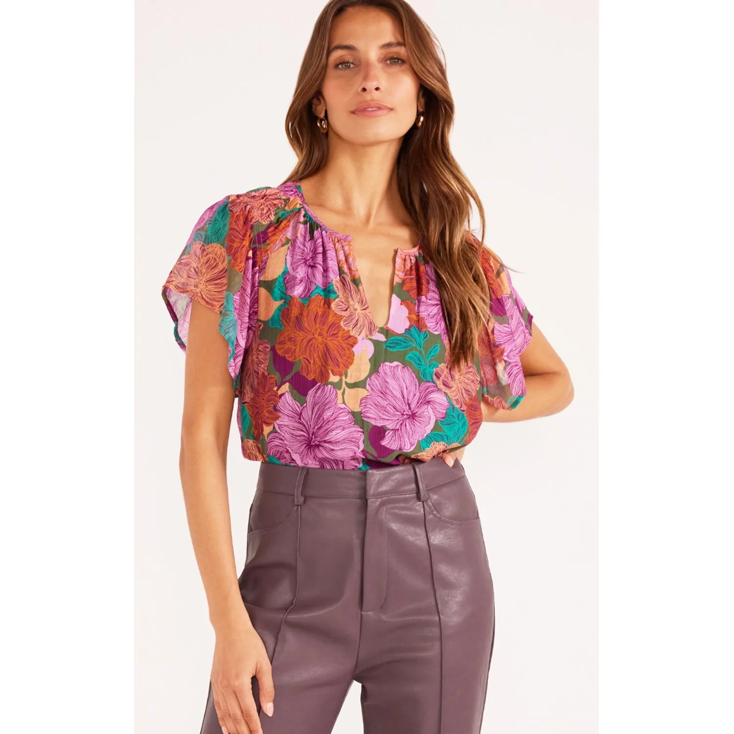 Top Zora Flutter Sleeve Blouse