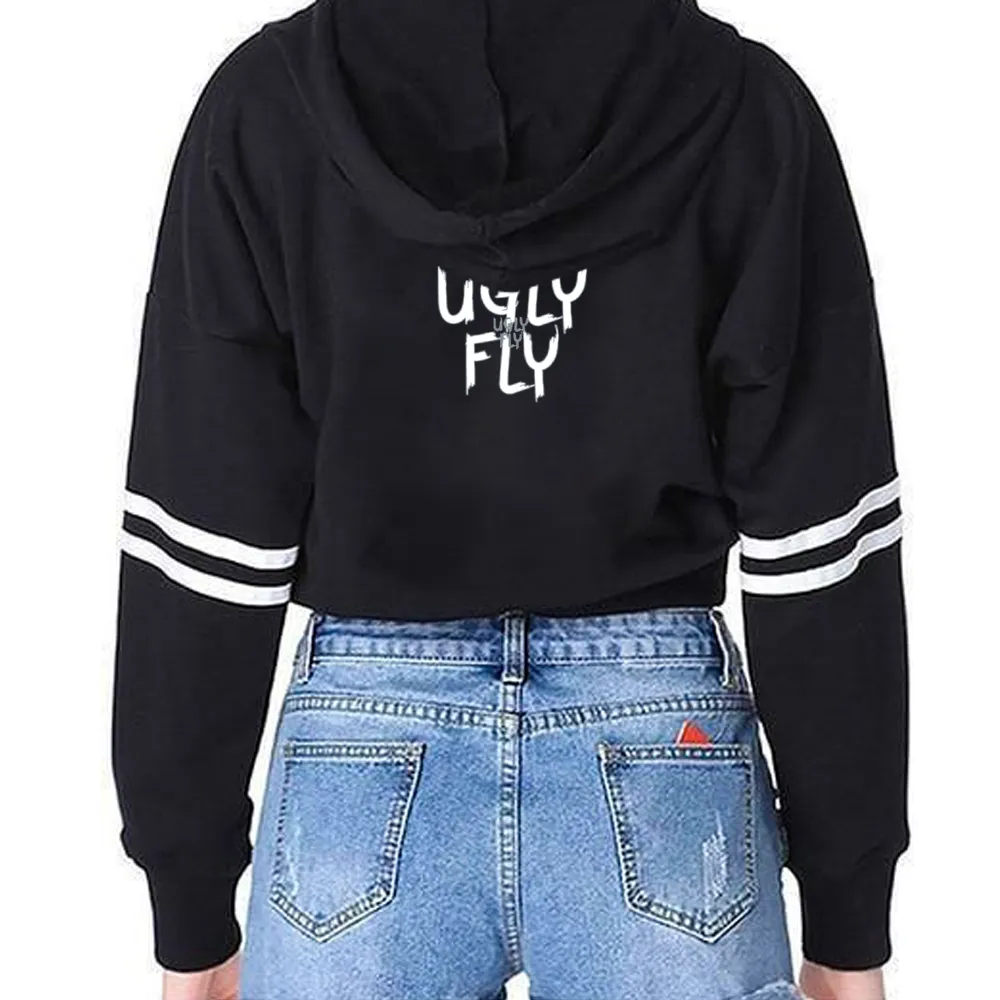 Ugly Fly Women's Long Sleeve Cotton Crop Hoodie