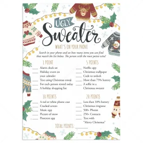 Ugly Sweater Party Game What's On Your Phone Printable