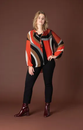 Via Appia Due Blouse in Black/Orange