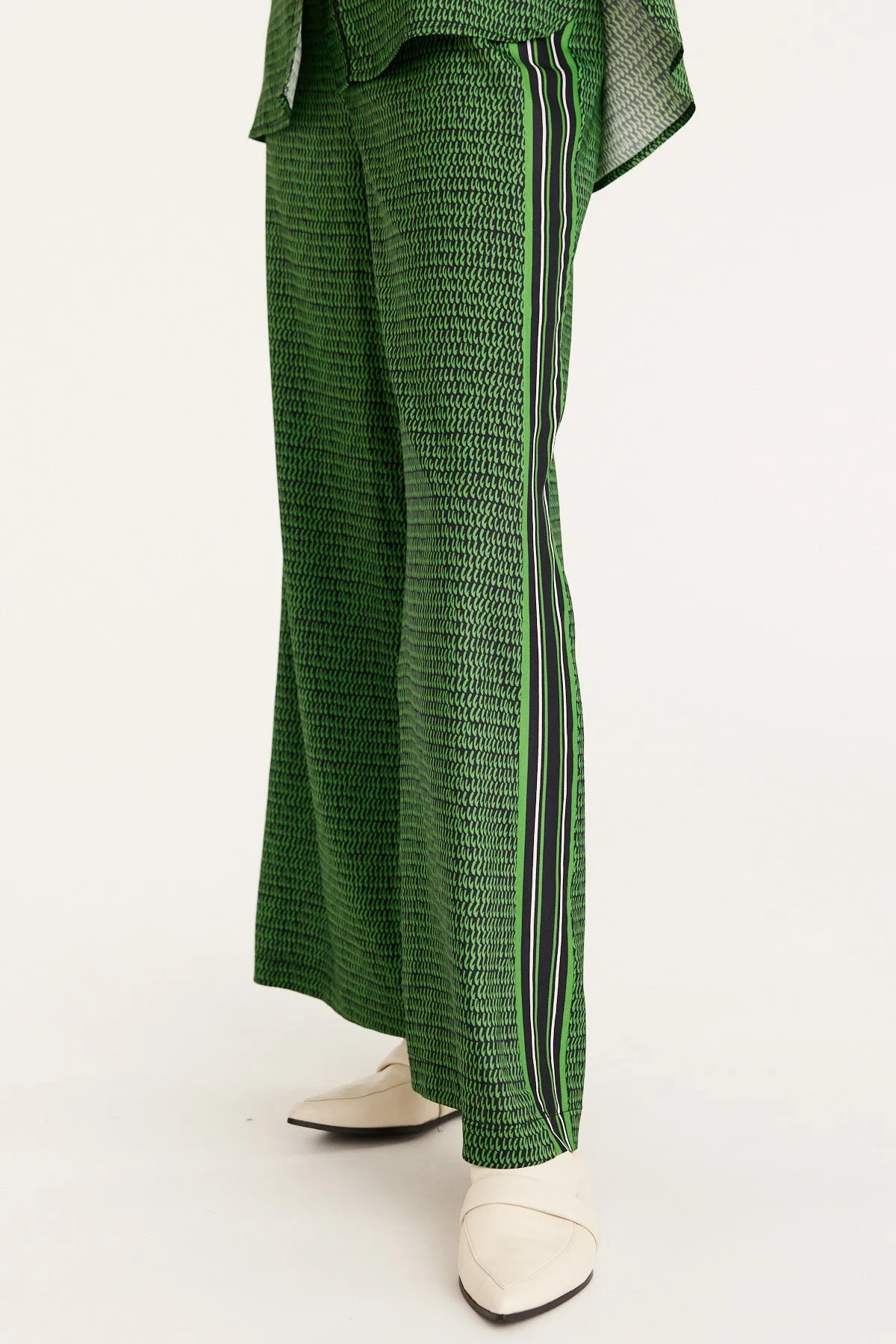 Vienna Wide Leg Pant - Green Print