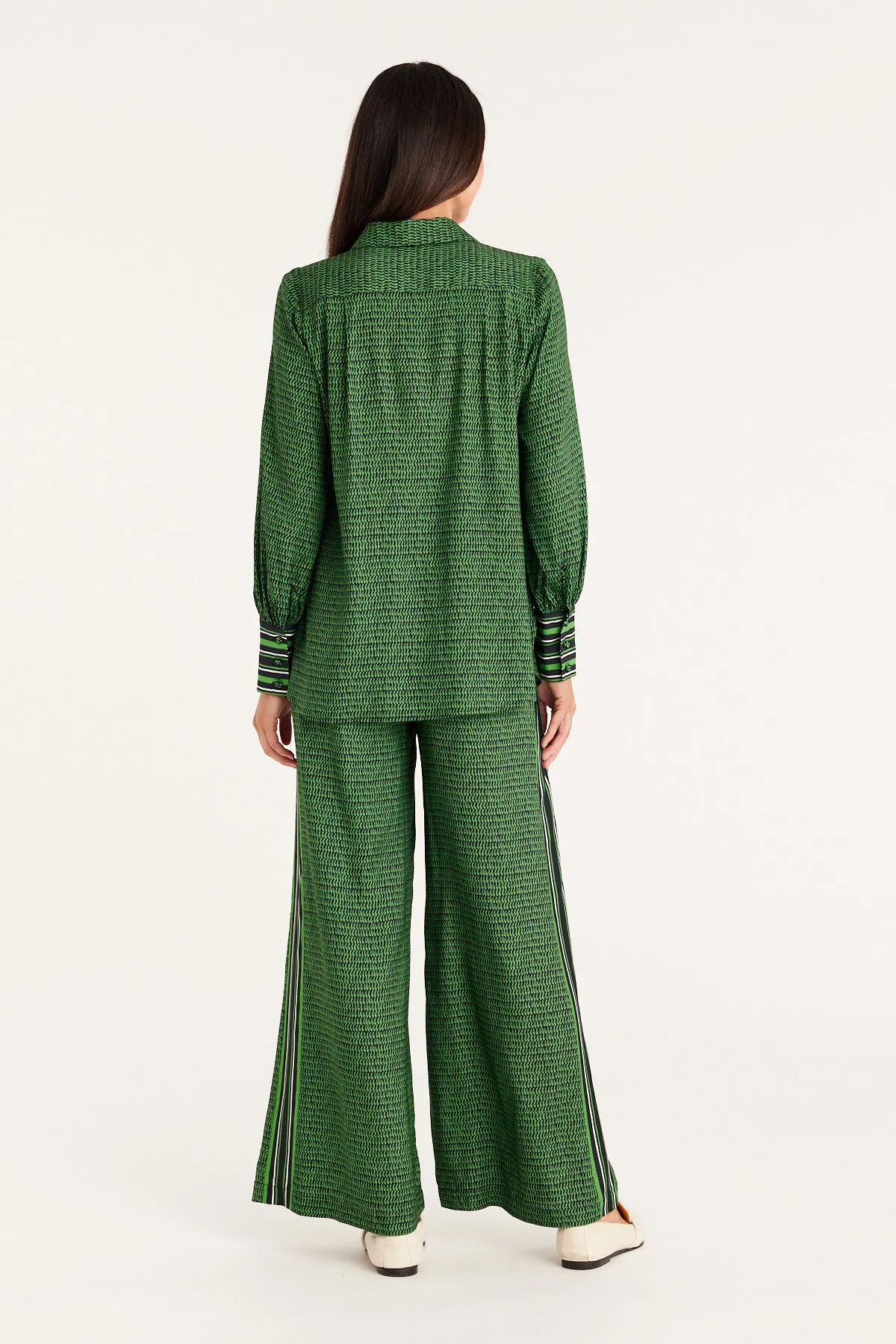 Vienna Wide Leg Pant - Green Print