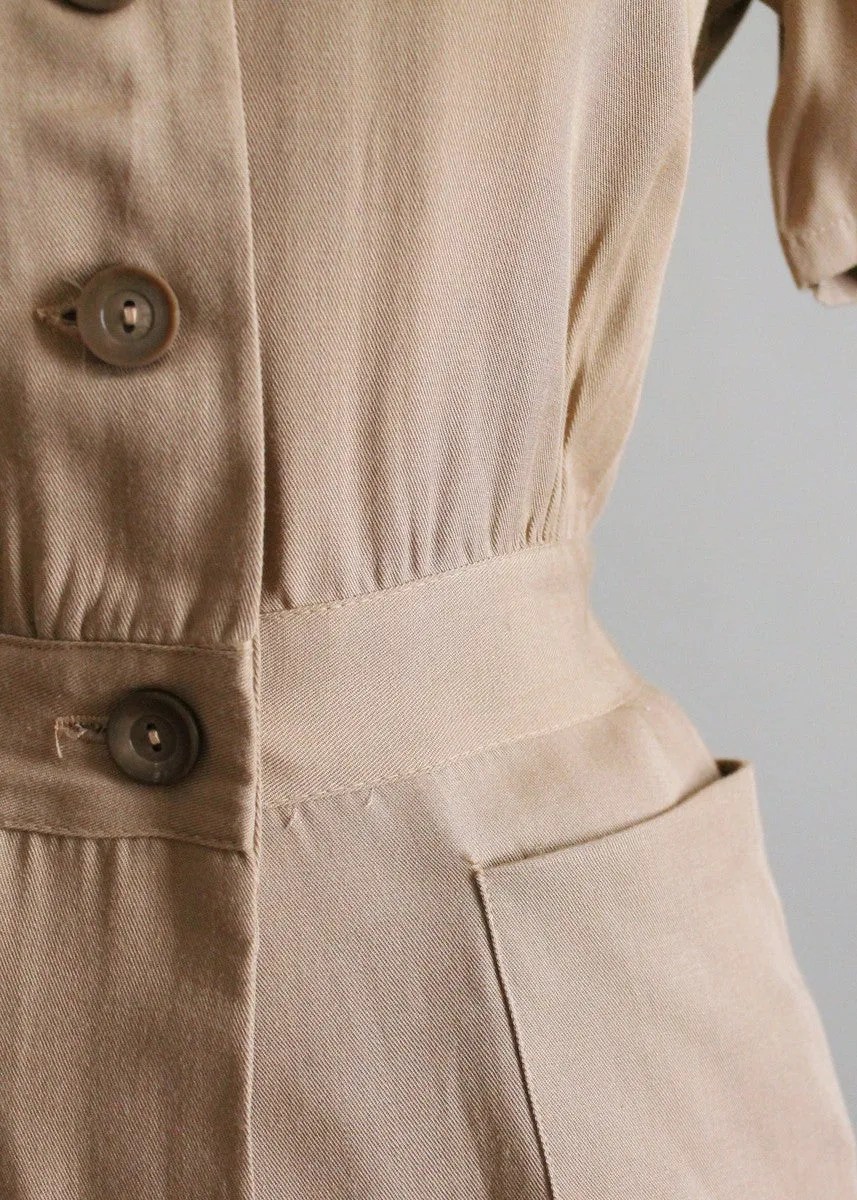 Vintage 1940s Military Inspired Gabardine Jacket and Pants Set