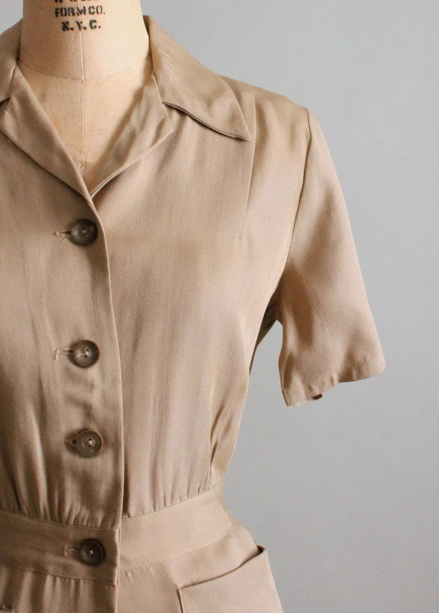 Vintage 1940s Military Inspired Gabardine Jacket and Pants Set