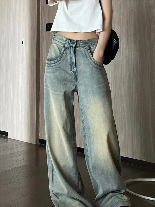 Wenkouban Faded high waisted baggy jeans