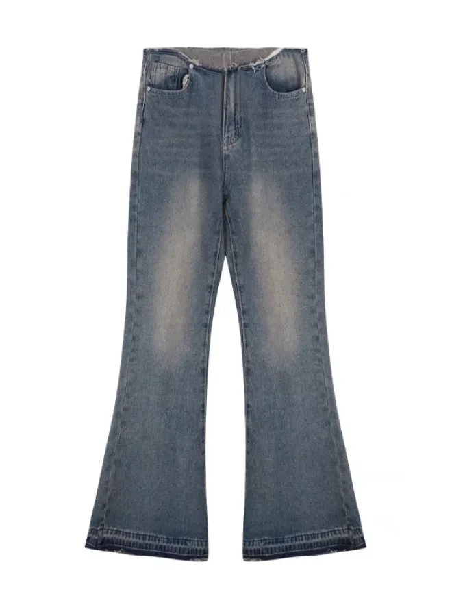 Wenkouban Vintage Washed Low Waist Flared Pants