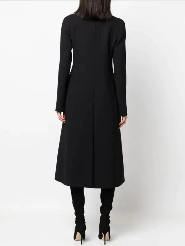 Wenkouban-Winter outfits Christmas Black Friday Notched Collar Gold Buttons Empire Waist Mid-Length Military Coat