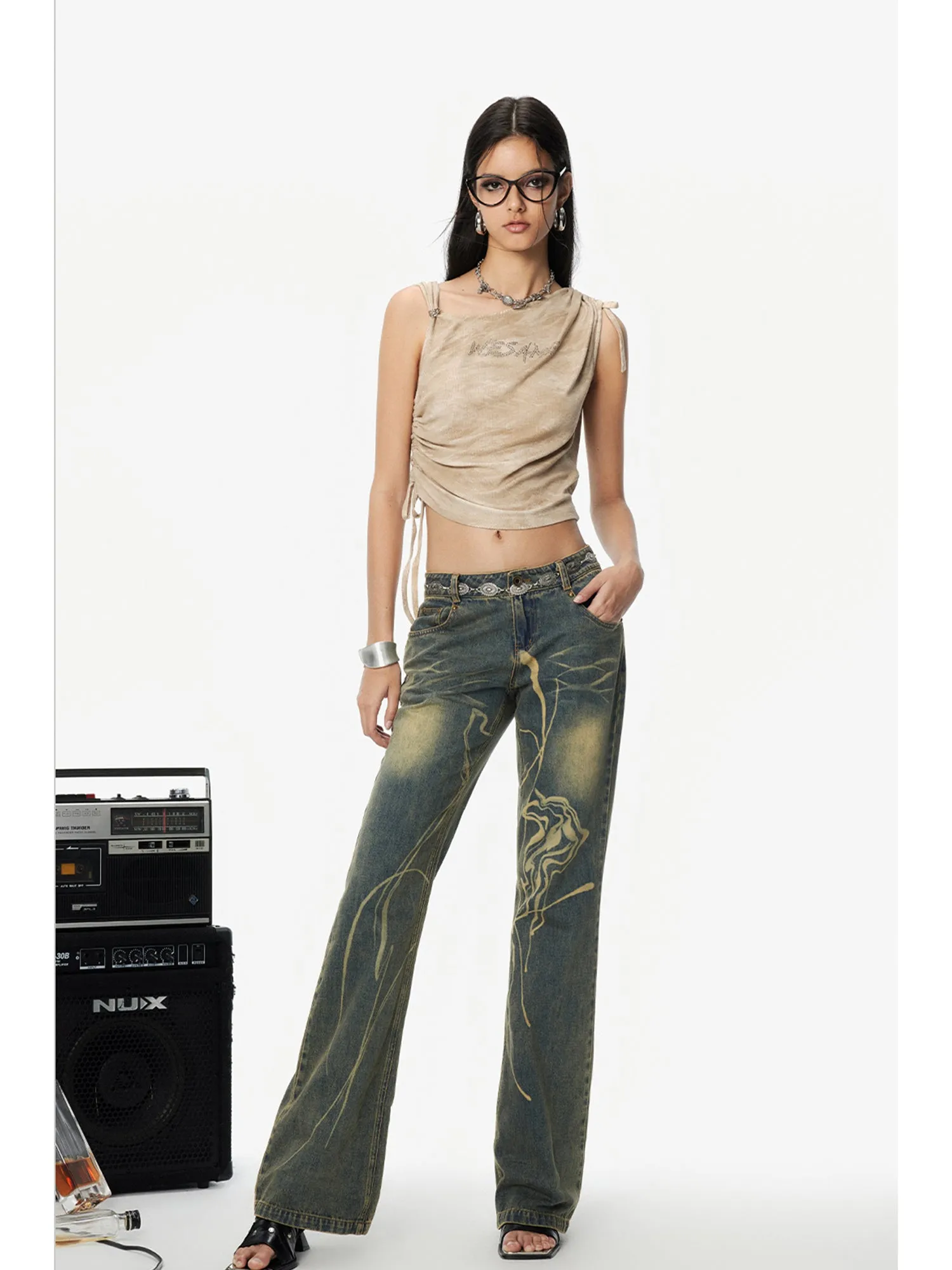 WESAME LAB RETRO BURNT JEANS MICRO PANTS