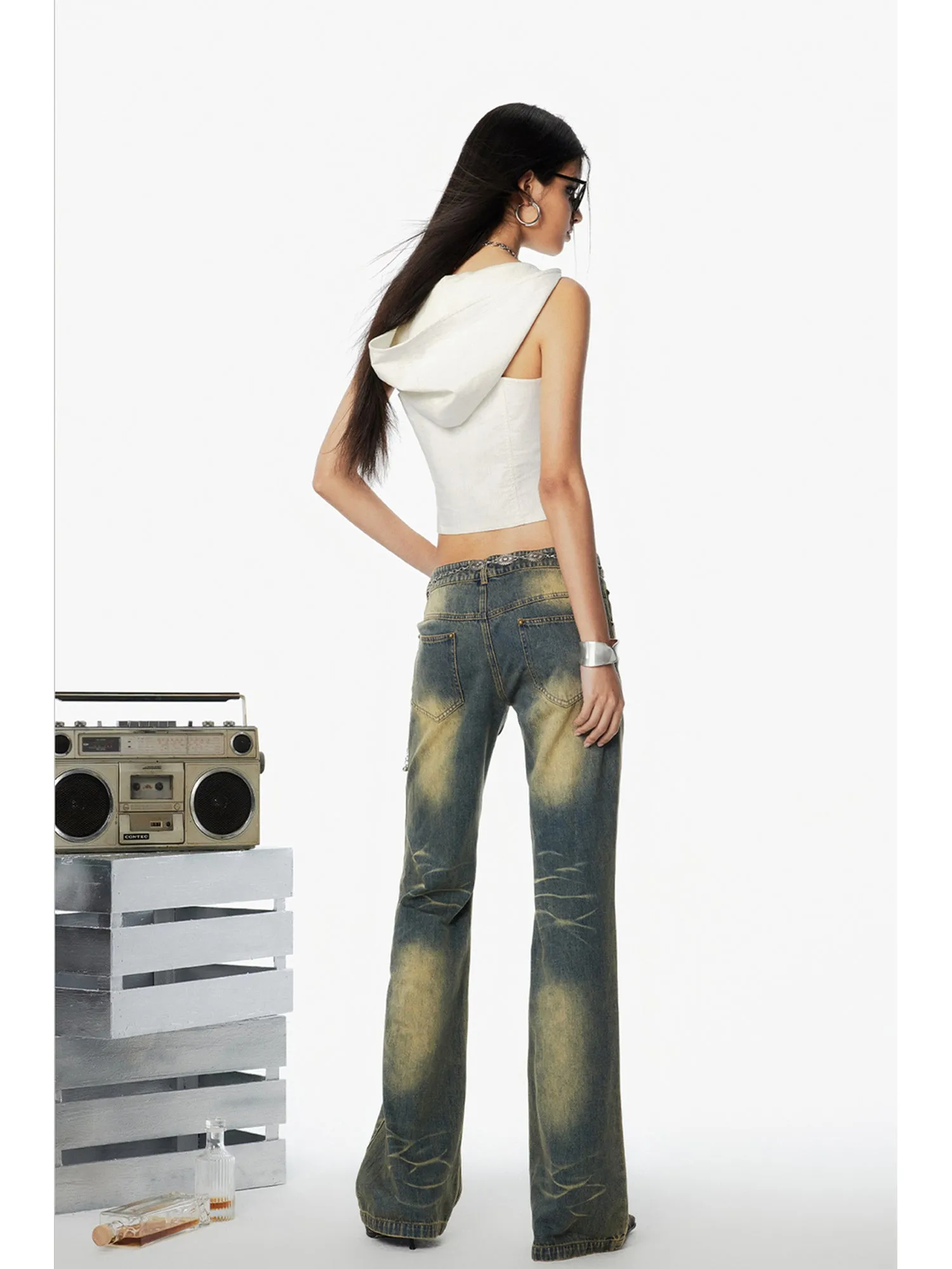 WESAME LAB RETRO BURNT JEANS MICRO PANTS