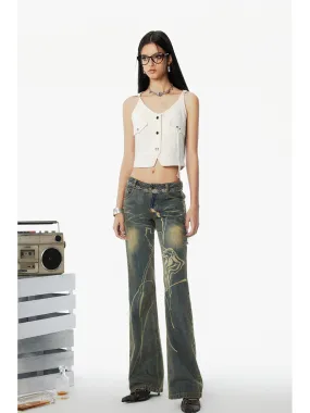 WESAME LAB RETRO BURNT JEANS MICRO PANTS