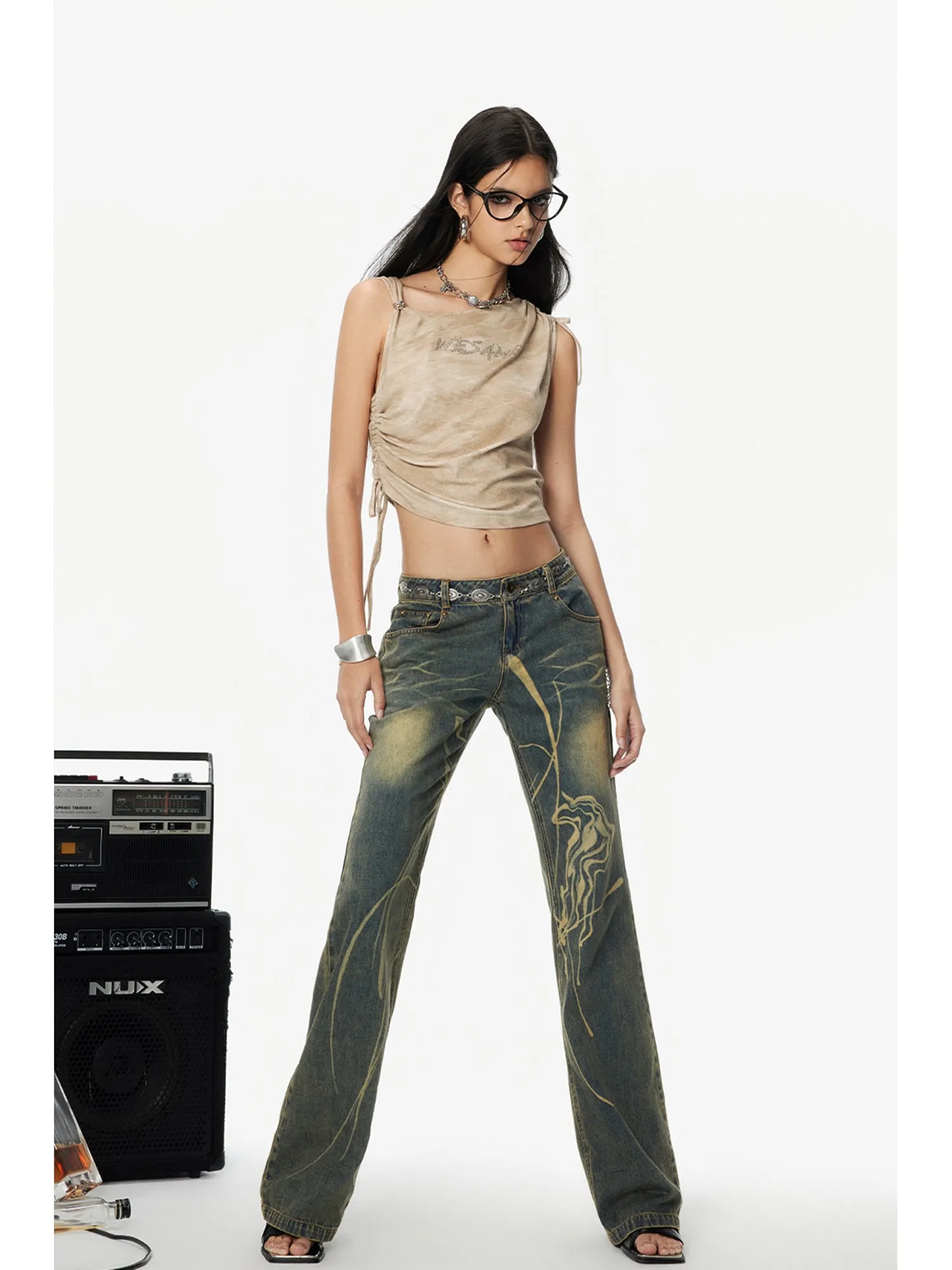 WESAME LAB RETRO BURNT JEANS MICRO PANTS